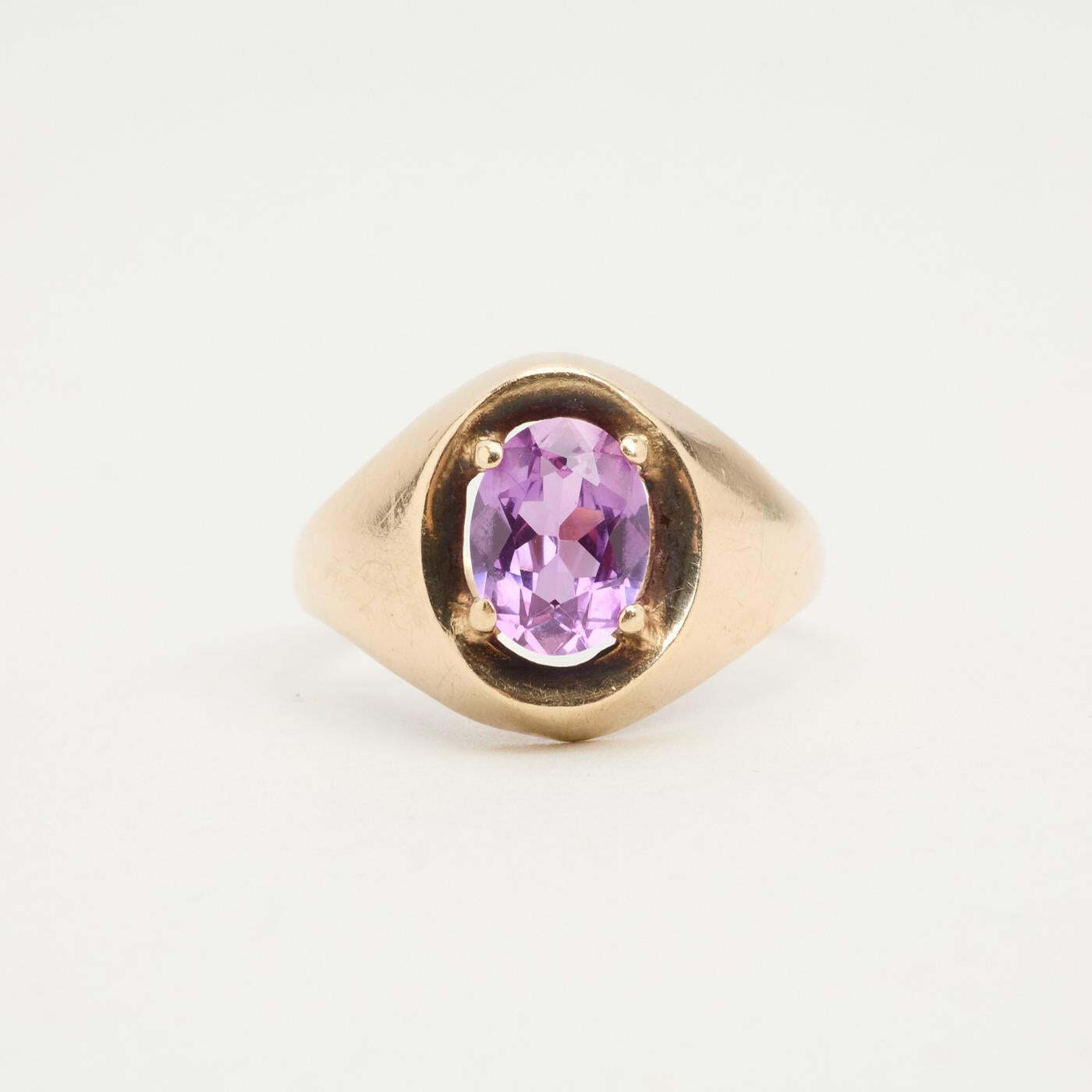 Ring with and synthetic sapphire in 8K Gold size 7¼ - 7¾ | Vintage