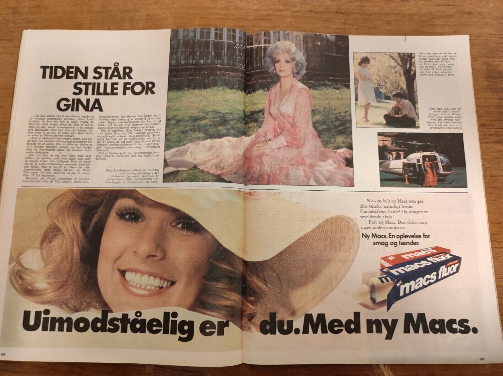 QUEEN MARGRETHE Mark Spitz CAROLINE Gina Lollobrigida 1973 Danish Magazine BB11