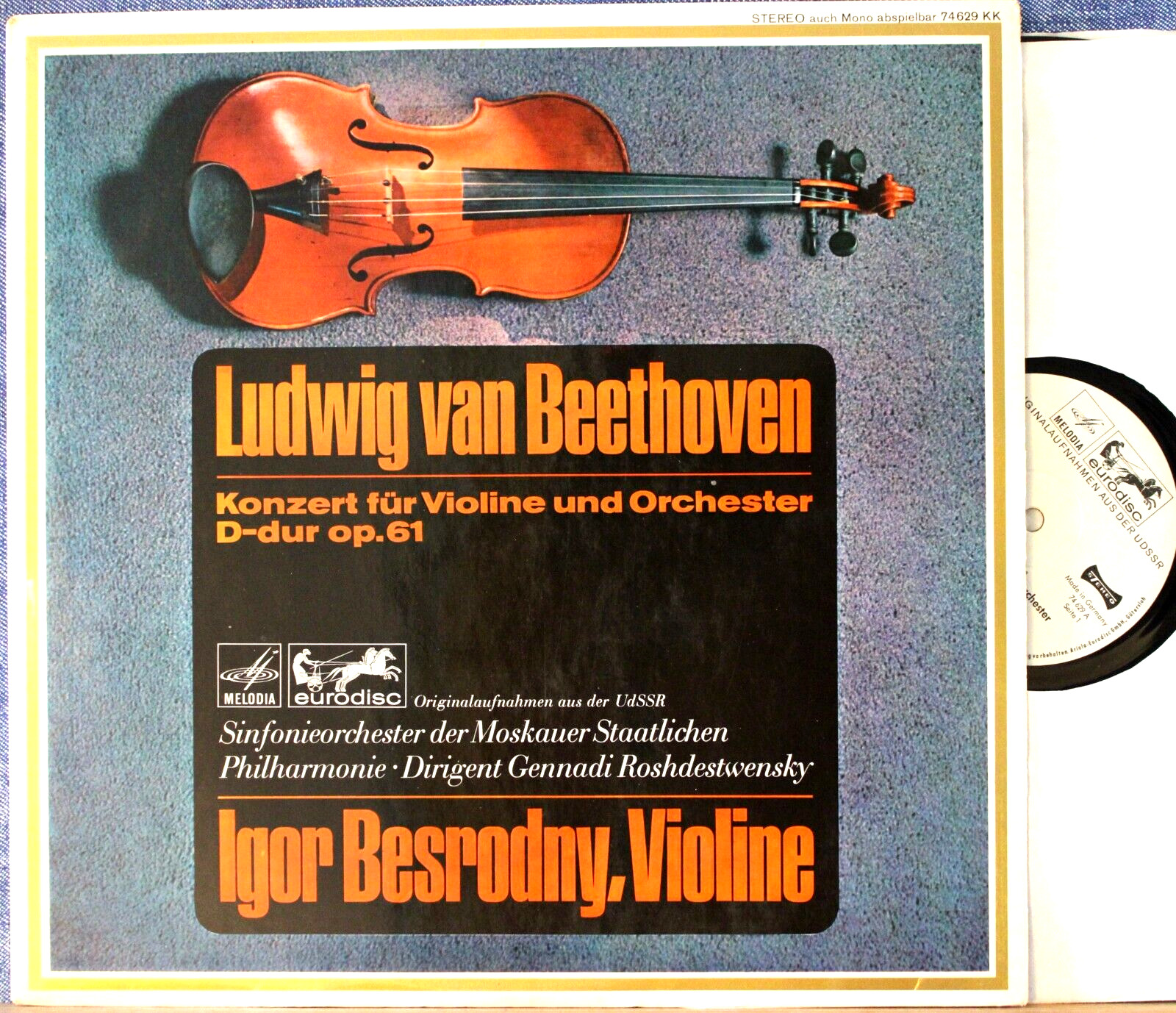 Besrodny; Rozhdestvensky Beethoven (Violin concerto) Eurodisc 74629 NM