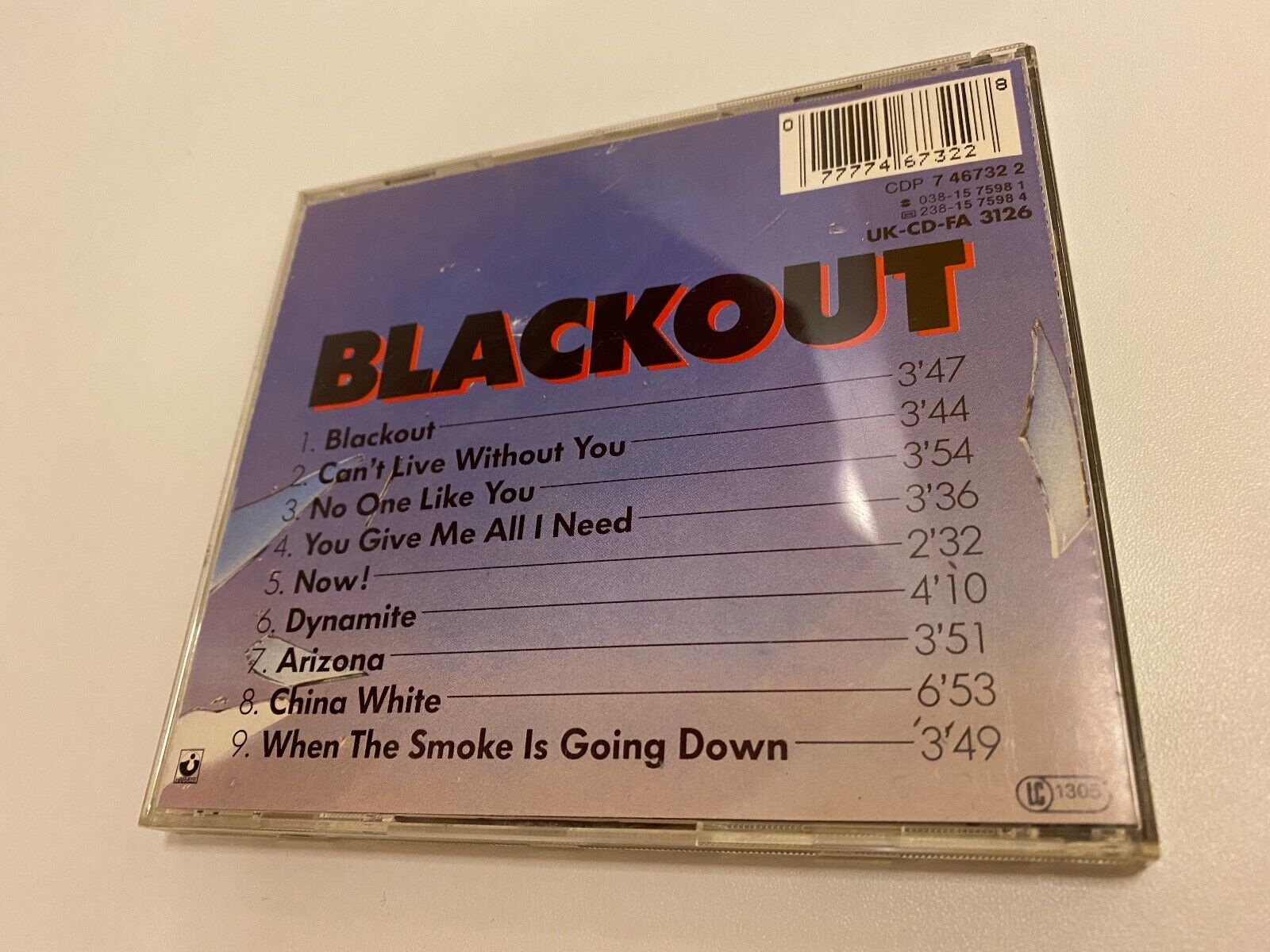 SCORPIONS "BLACKOUT" 1982 EMI RECORDS 1 PRESS UKPRESS 9 TRACKS CD ALBUM RARE*