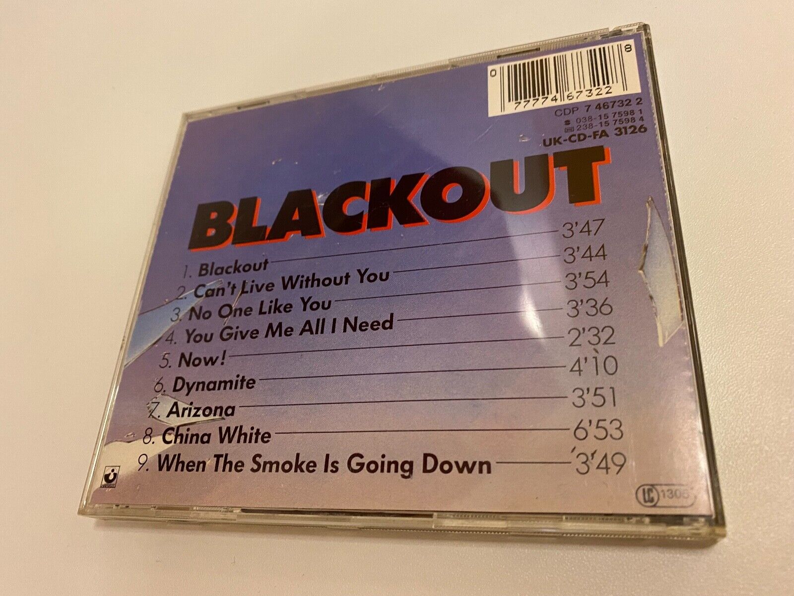 SCORPIONS "BLACKOUT" 1982 EMI RECORDS 1 PRESS UKPRESS 9 TRACKS CD ALBUM RARE*