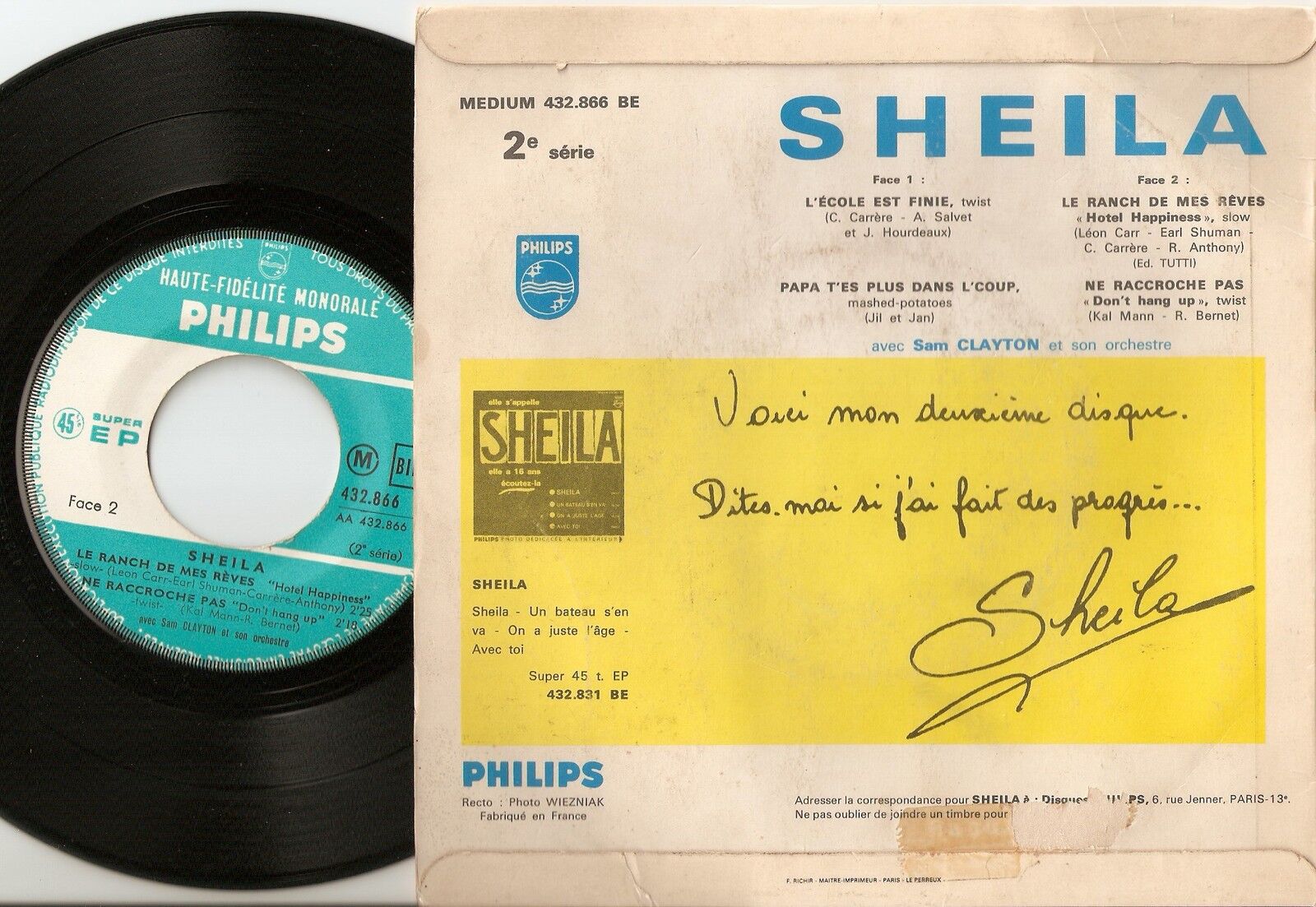 SHEILA L`ÉCOLE EST FINIE EP FRENCH 45+PS 1963 MOD BEAT GIRL SOUL YÉ YÉ