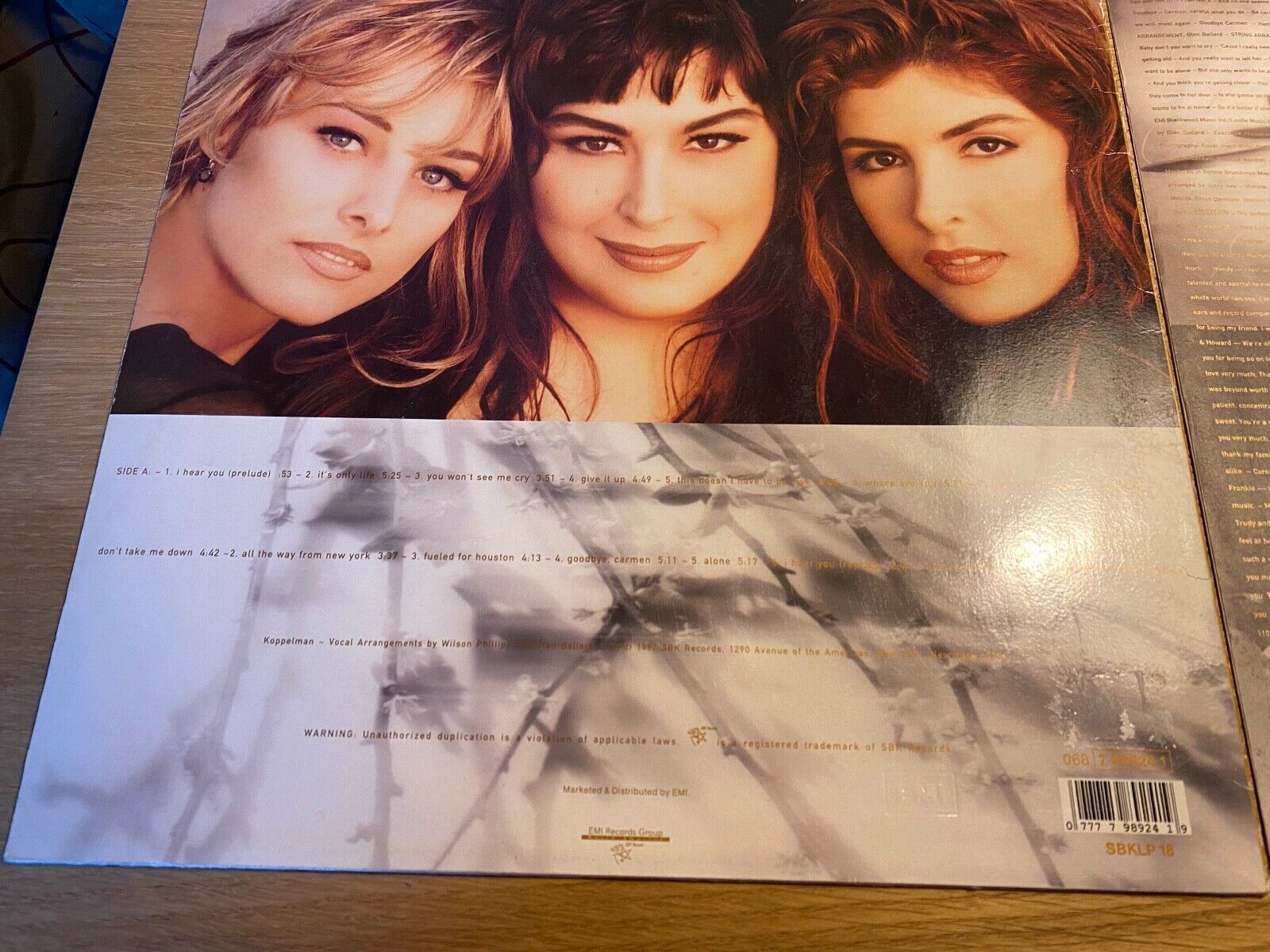 WILSON PHILLIPS SHADOW  LIGHT 1992 ALBUM WGERMAN LP OUT OF PRINT PRESSING USED