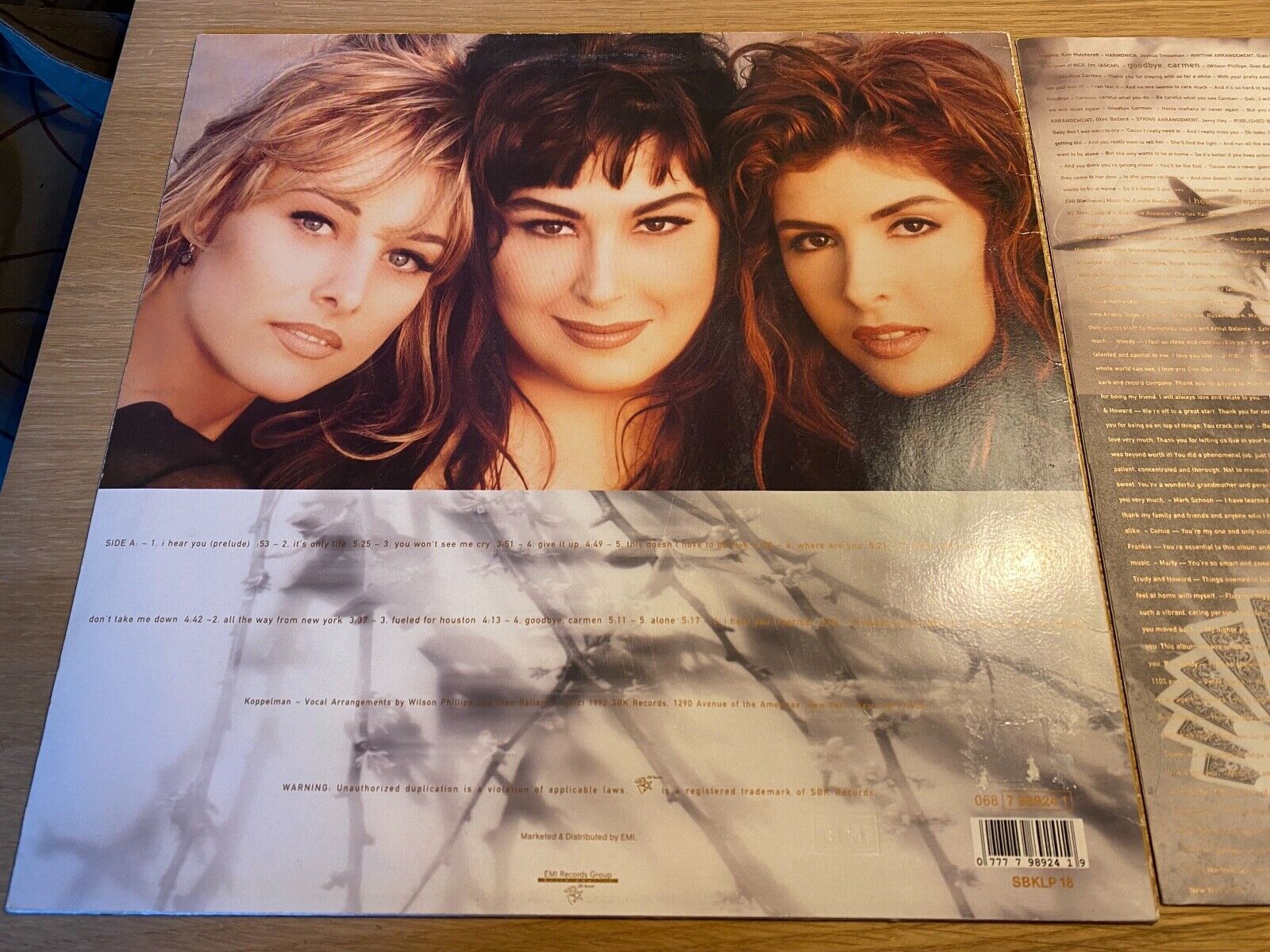 WILSON PHILLIPS SHADOW  LIGHT 1992 ALBUM WGERMAN LP OUT OF PRINT PRESSING USED