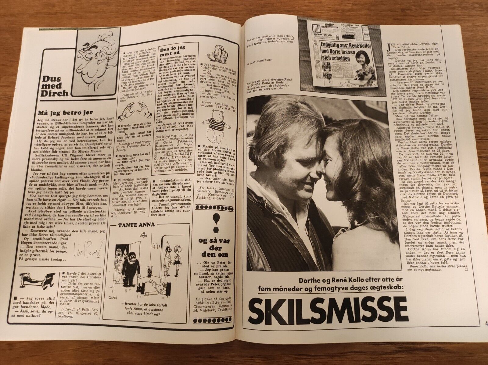 DORTHE KOLLO Poul Reichhardt PETER BELLI  Preben Kaas 1976 Danish Magazine BB31