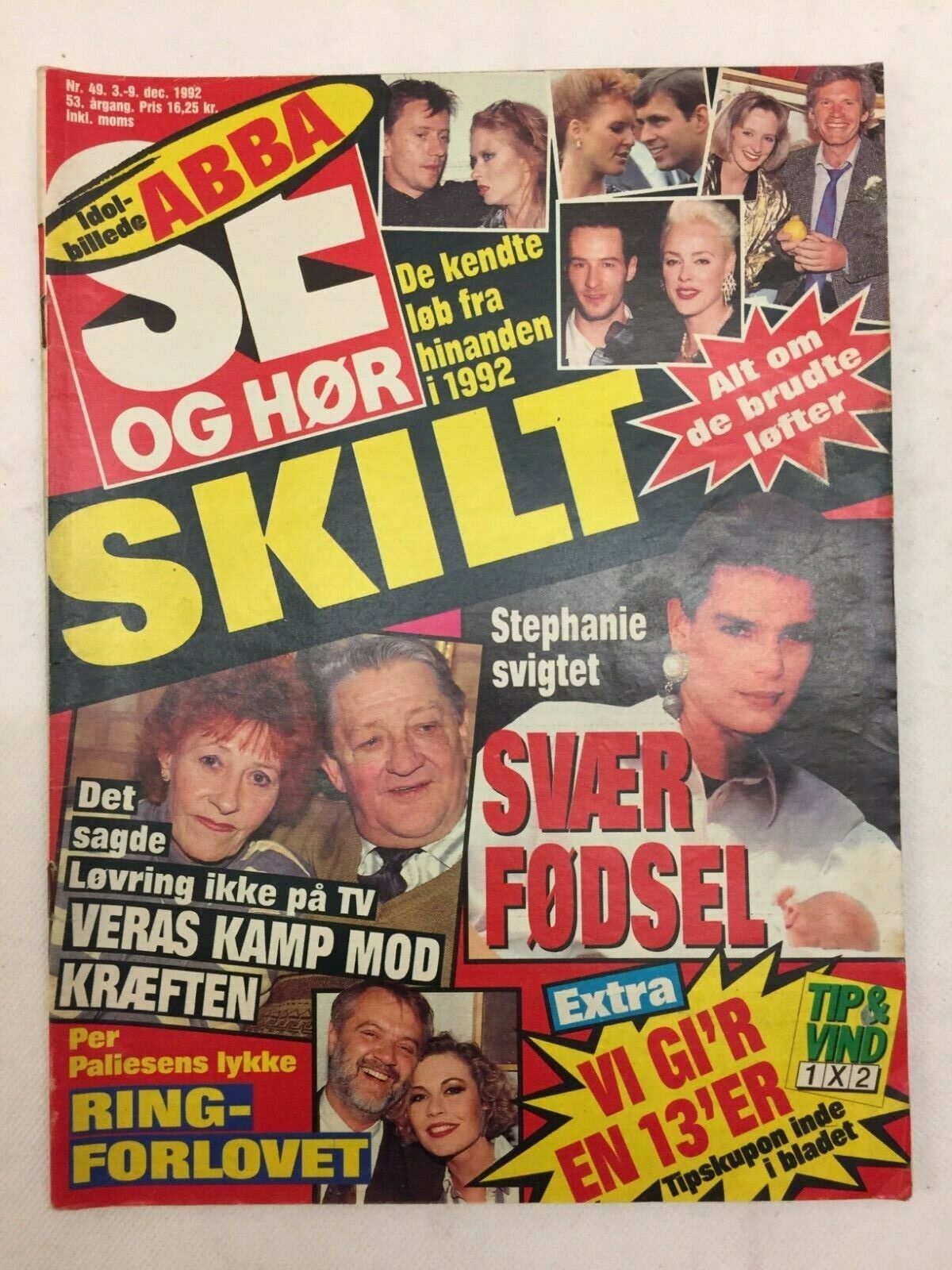 Princess Stéphanie of Monaco Front Cover Vtg Danish Magazine 1992 "Se og Hoer"