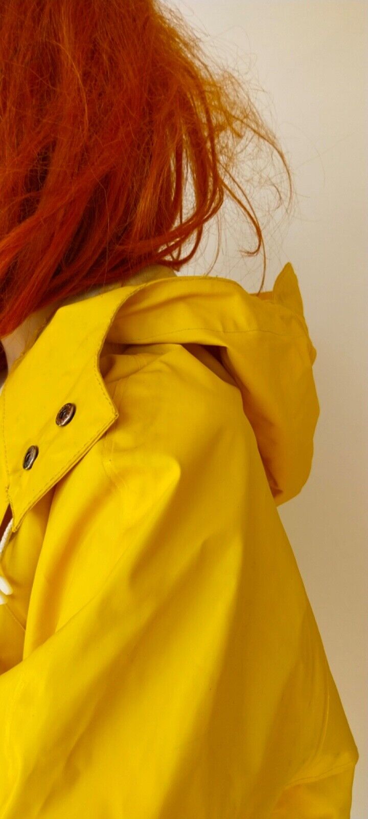 Retro vintage yellow PVC raincoat rain jacket rubber coat rubber jacket catsuit