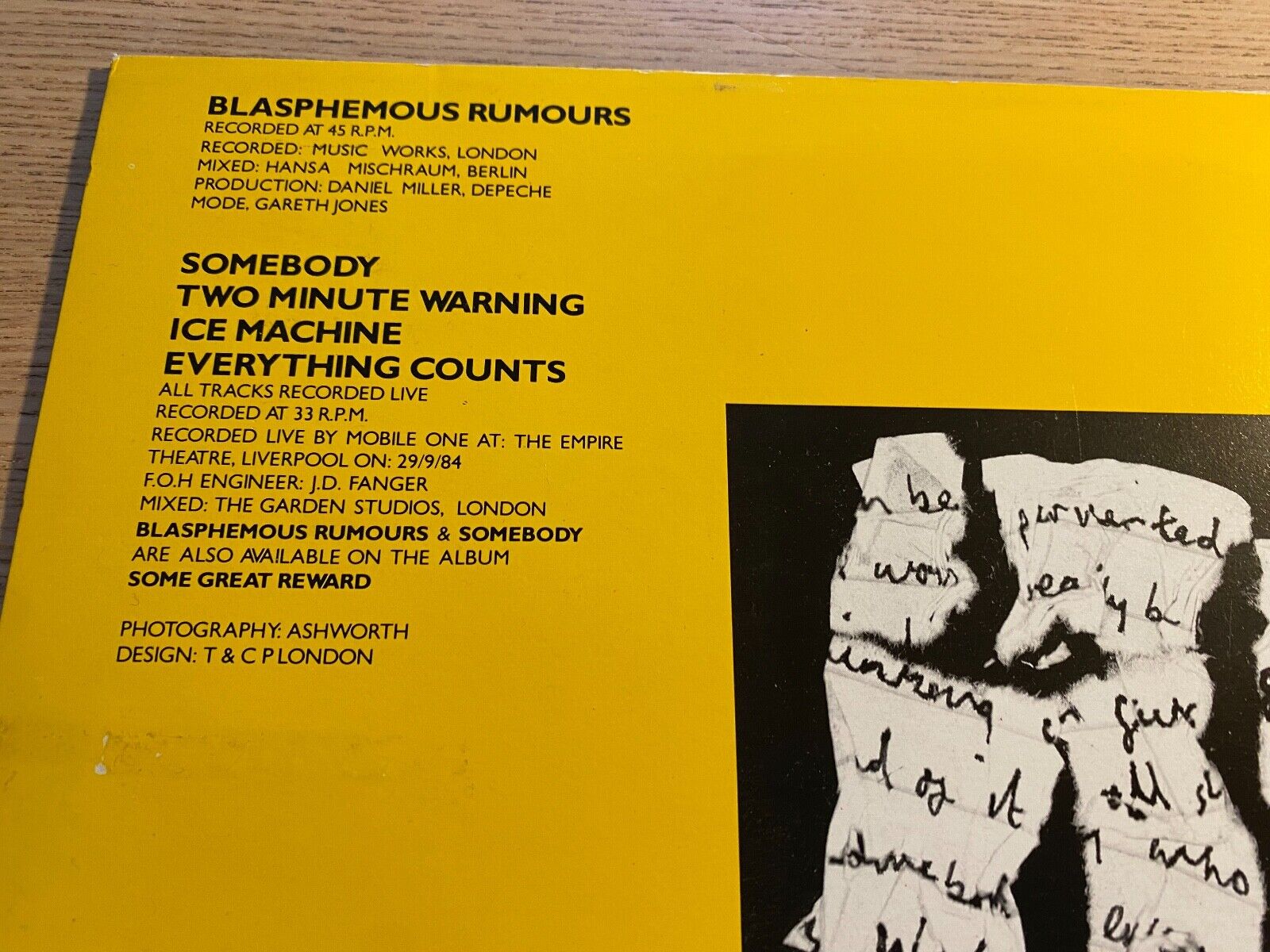 DEPECHE MODE BLASPHEMOUS RUMOURS/SOMEBODY/TWO MINUTE WARNING/ICE MACHINE/EVERYTH