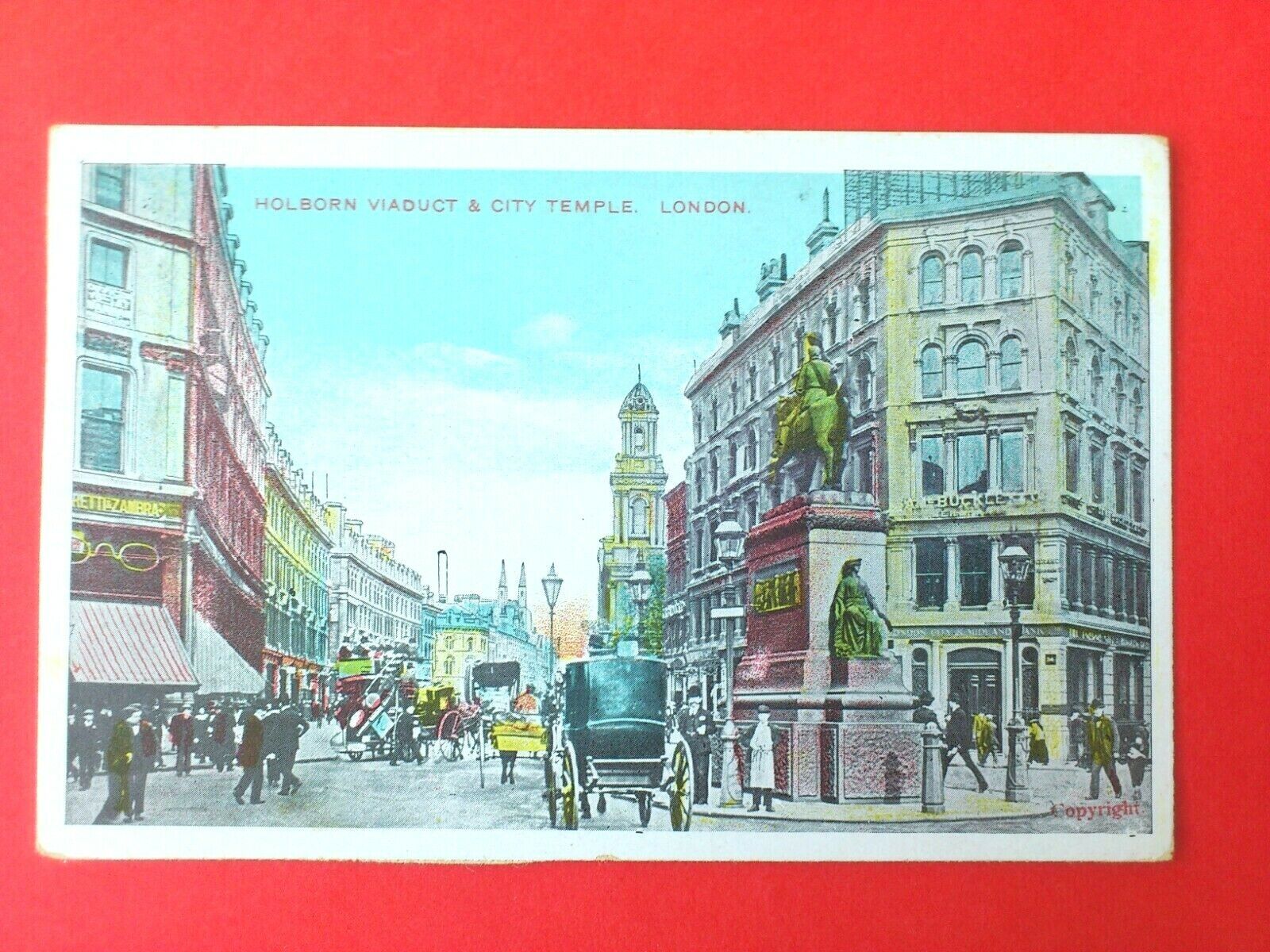 Antique PostcardUKLondonHolborn Viaduct  City Temple ca 1910 Unposted