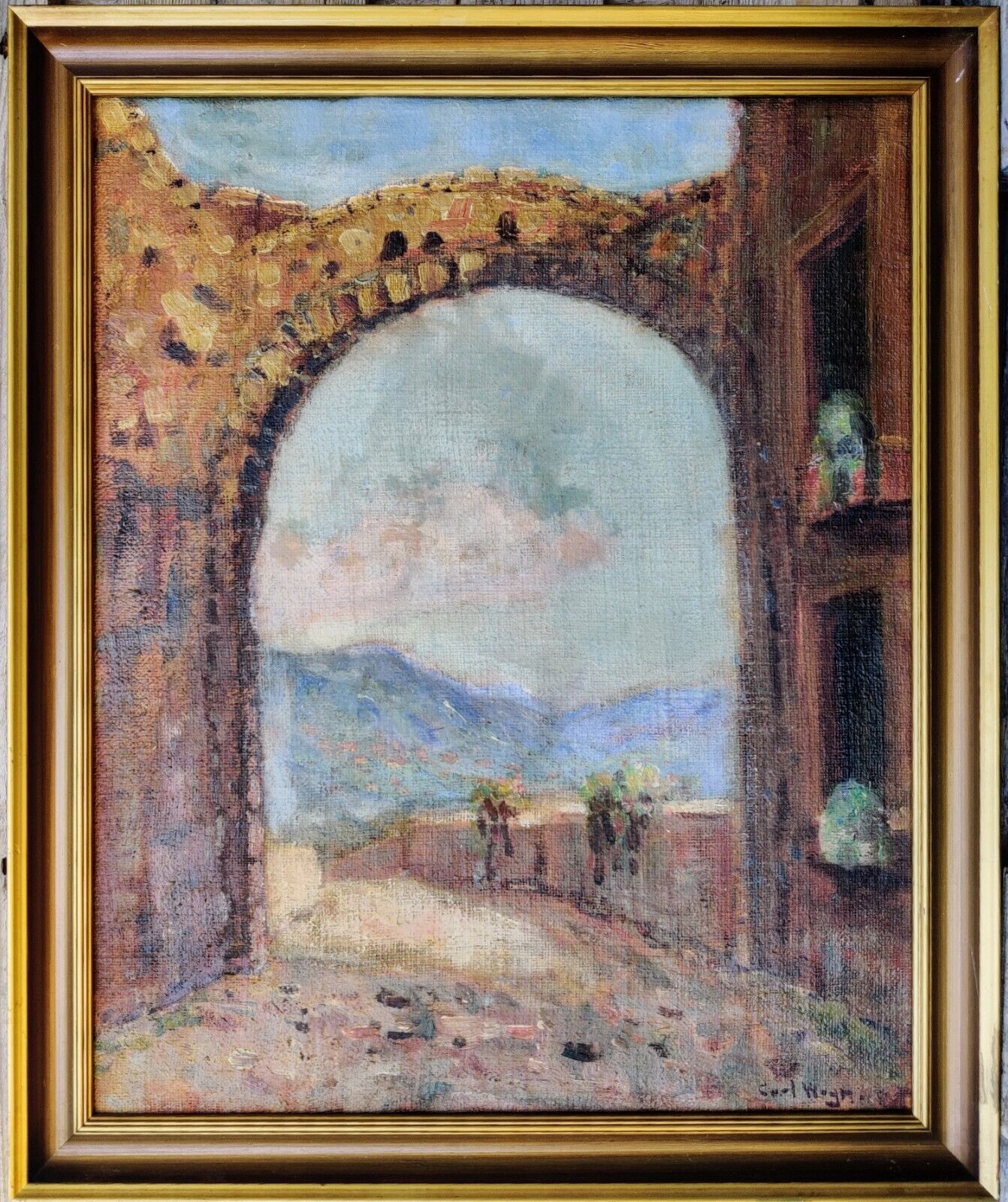 Carl Wagn (1899-1952): OLD ARCH CEYLON/SRI LANKA? original oil painting