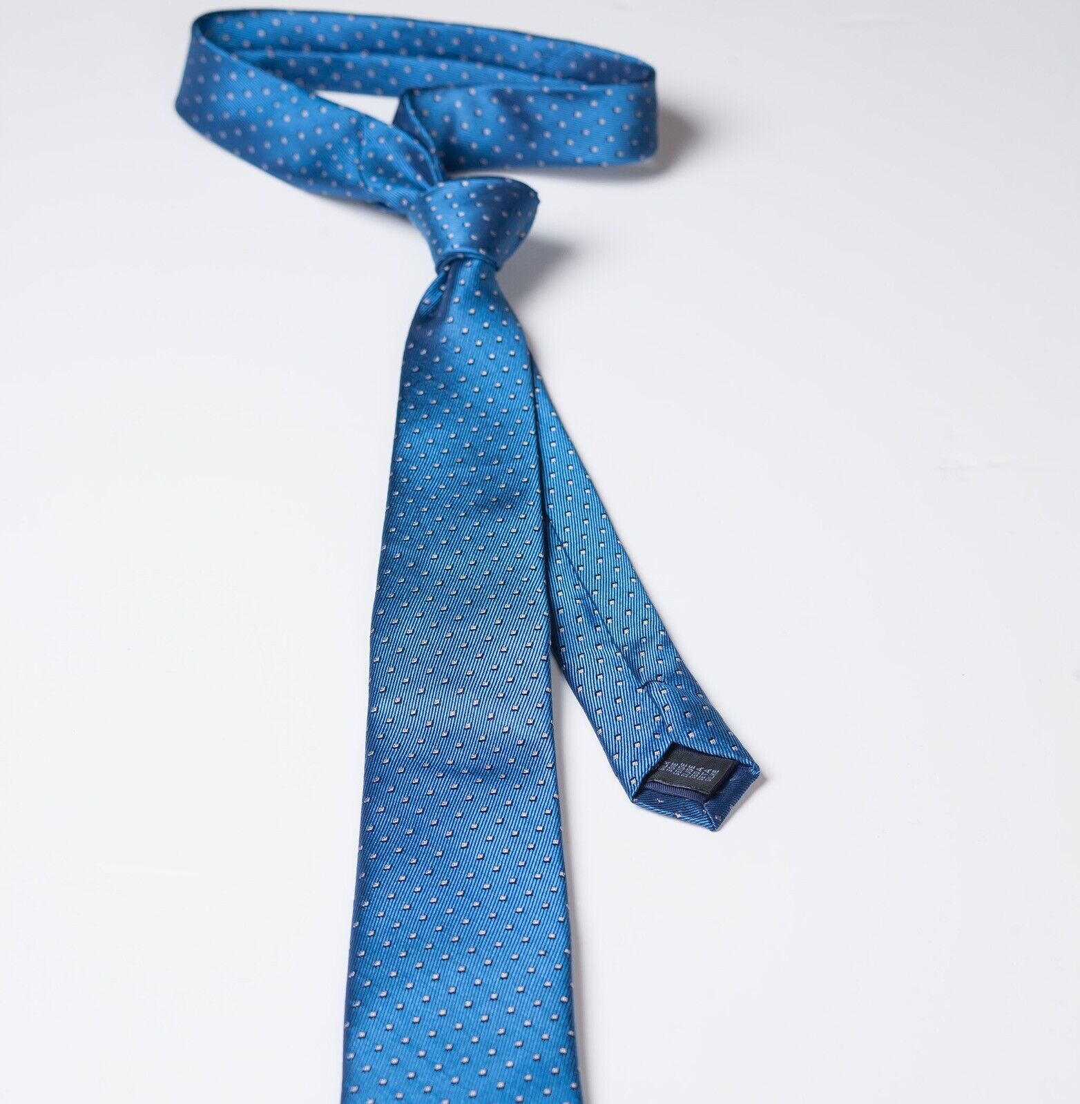 LANOSILK Blue Neat Skinny Silk Tie Italy Made