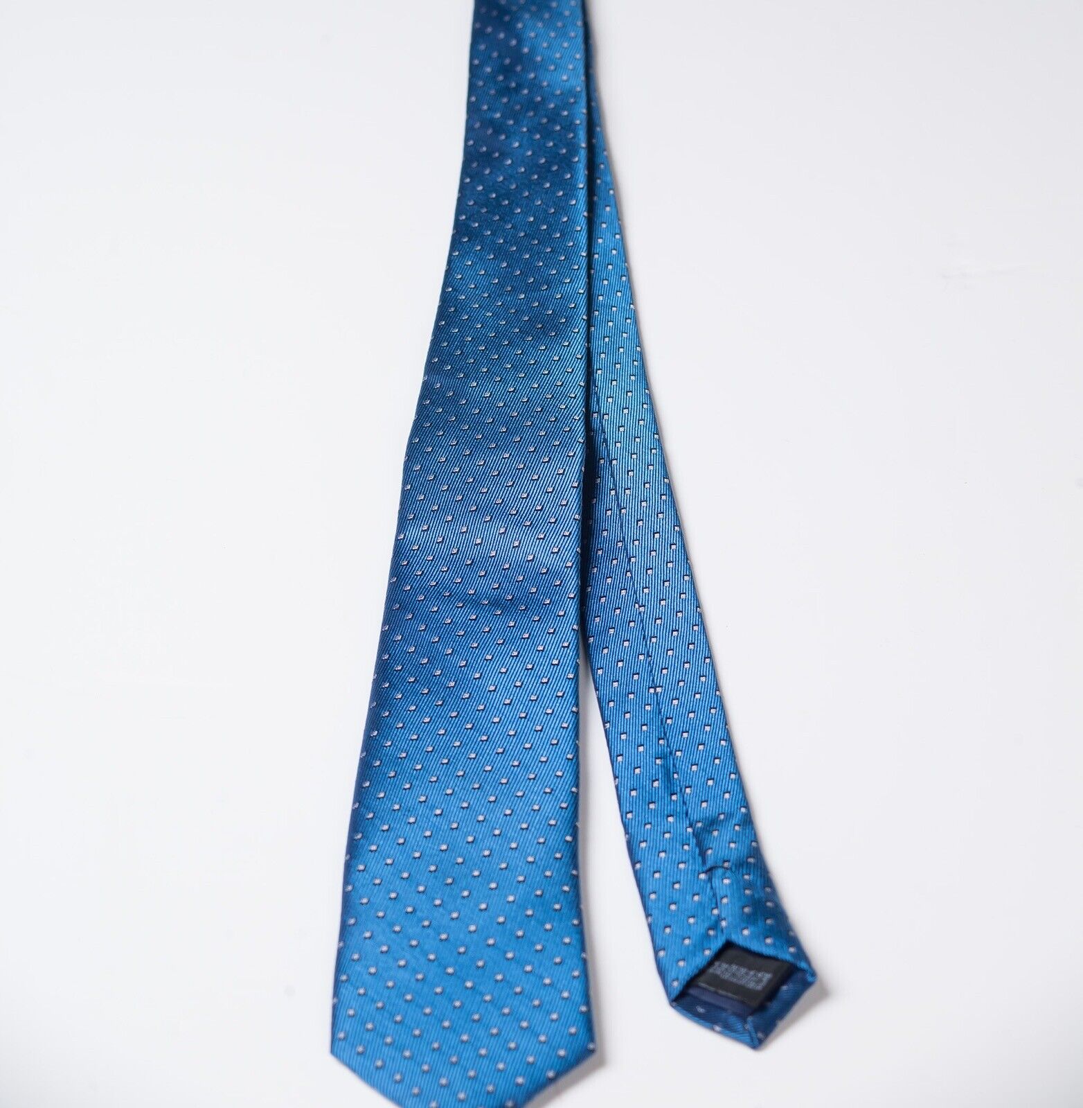 LANOSILK Blue Neat Skinny Silk Tie Italy Made