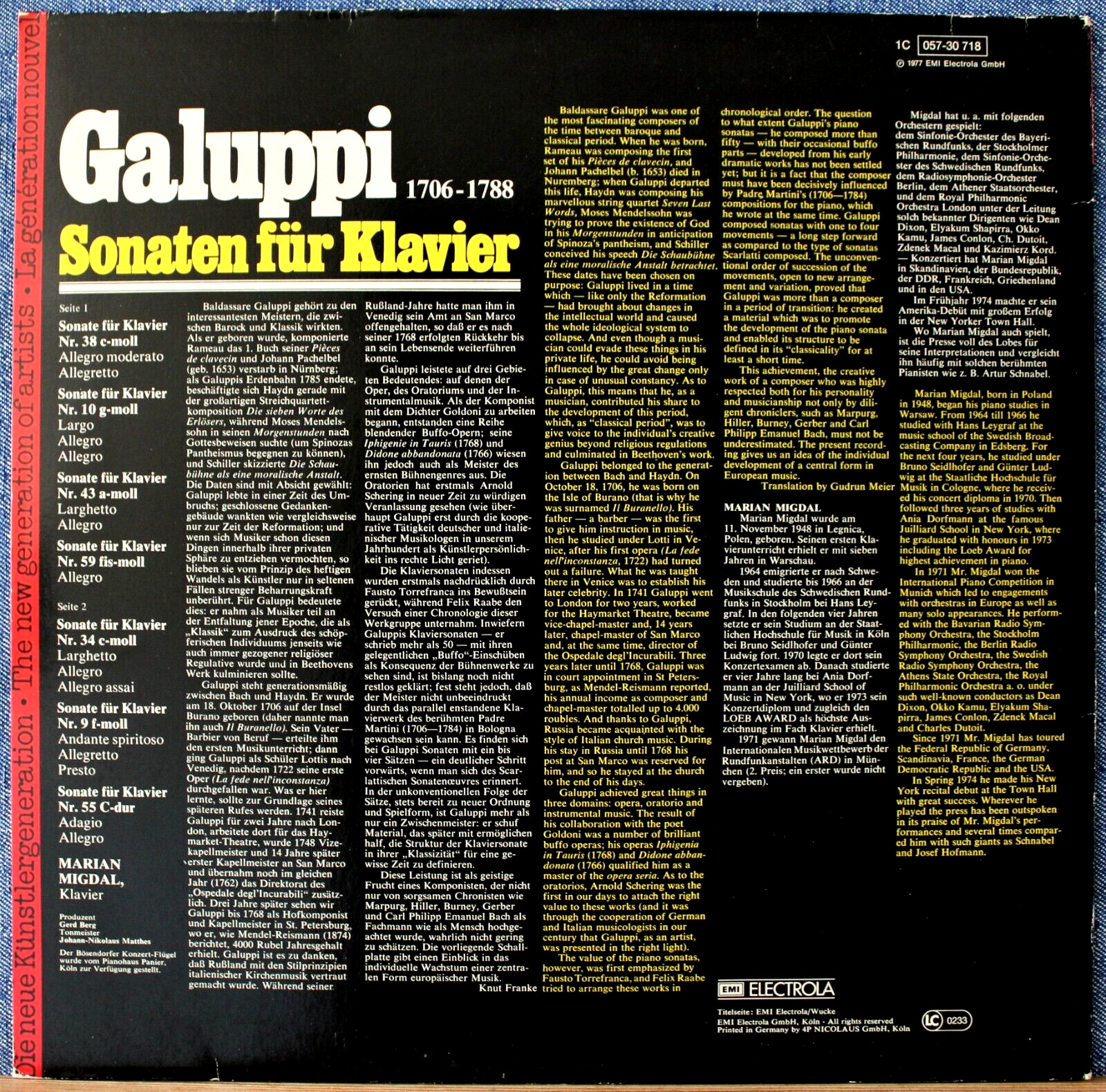 Migdal Galuppi (Piano sonatas) EMI 057-30 718 NM