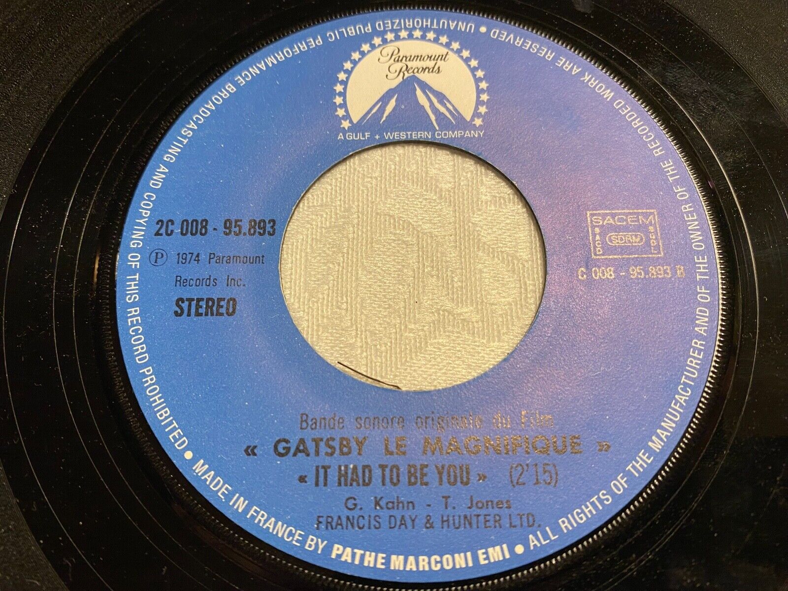 BANDE SONORE ORIGINALE DU FILM "GATSBY LE MAGNIFIQUE" 1974 SECAM PARAMOUNT RARE^