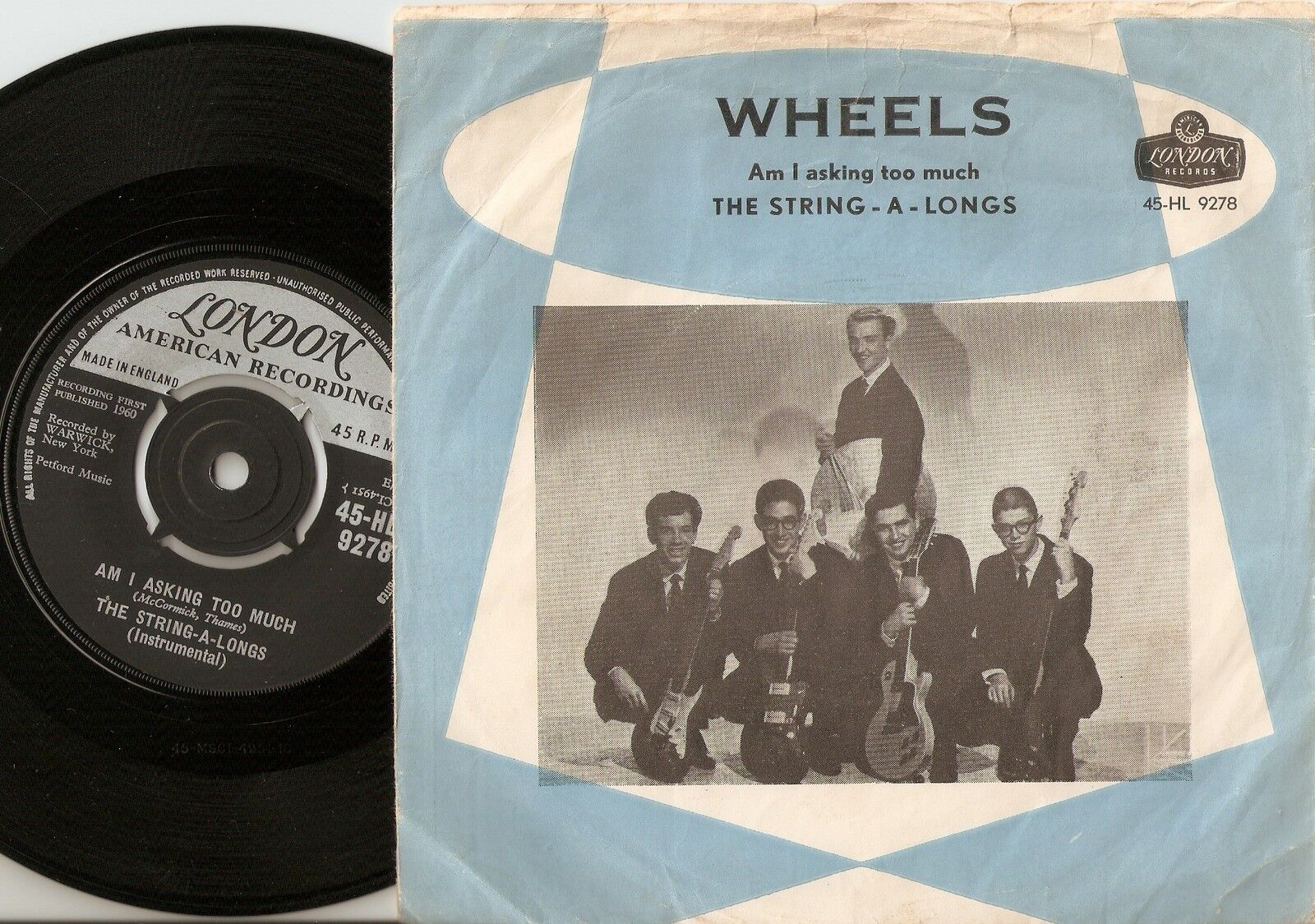 THE STRING-A-LONGS WHEELS  ASKING TOO MUCH DANISH PS+45 1960 ROCK  ROLL BEAT