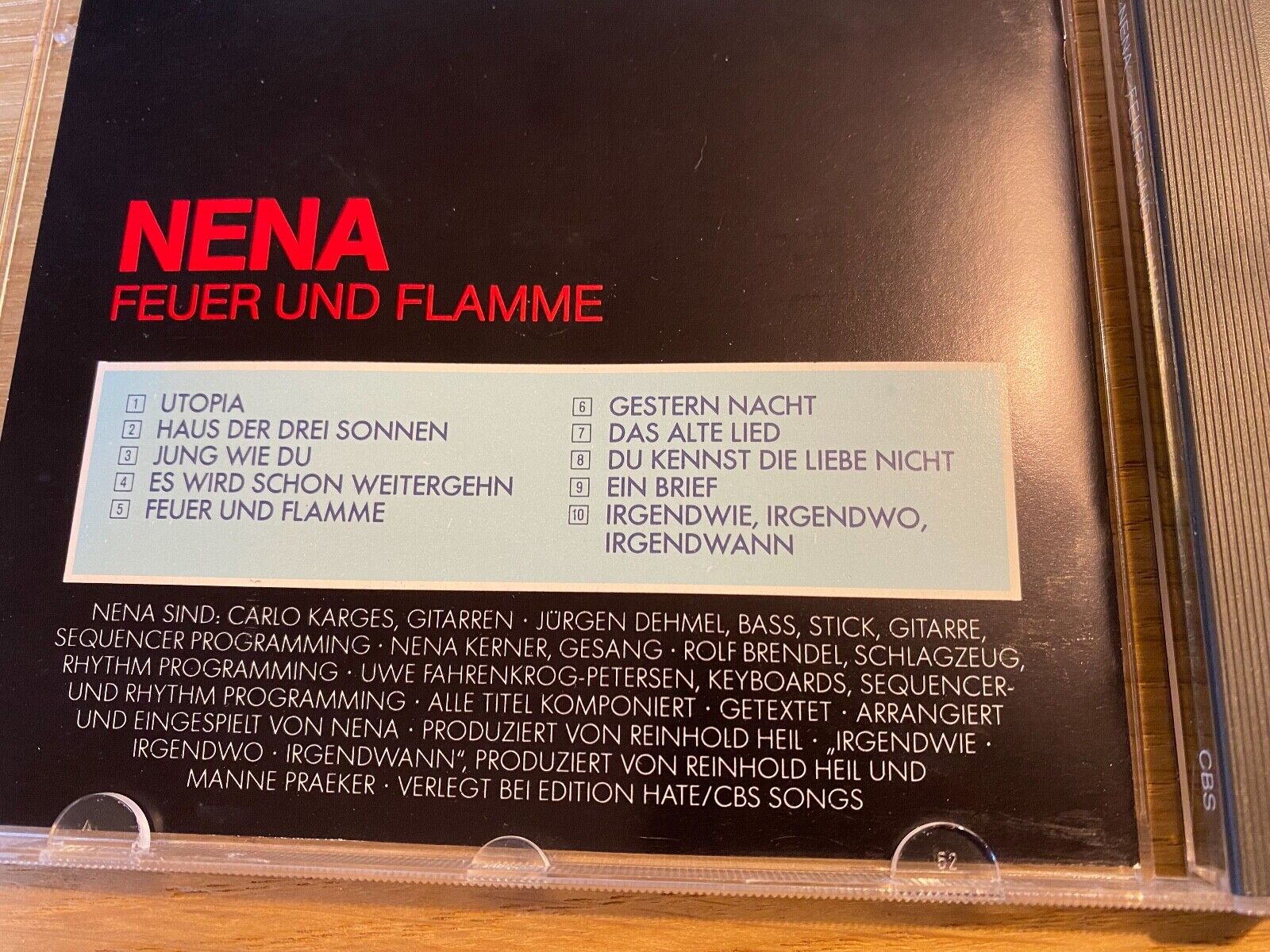 NENA "FEUER UND FLAMME" FRANCE CD ALBUM 10 TRACKS 1985 CBS SCHALLPLATTEN GMBH