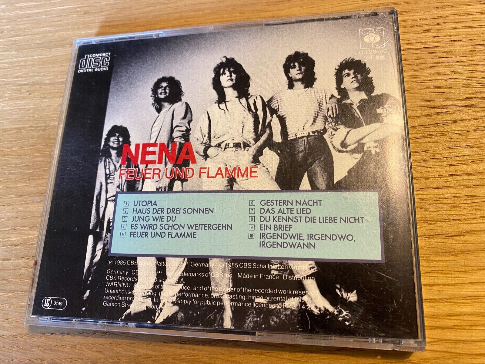 NENA "FEUER UND FLAMME" FRANCE CD ALBUM 10 TRACKS 1985 CBS SCHALLPLATTEN GMBH