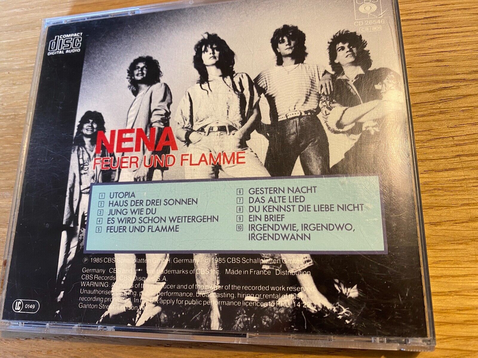 NENA "FEUER UND FLAMME" FRANCE CD ALBUM 10 TRACKS 1985 CBS SCHALLPLATTEN GMBH