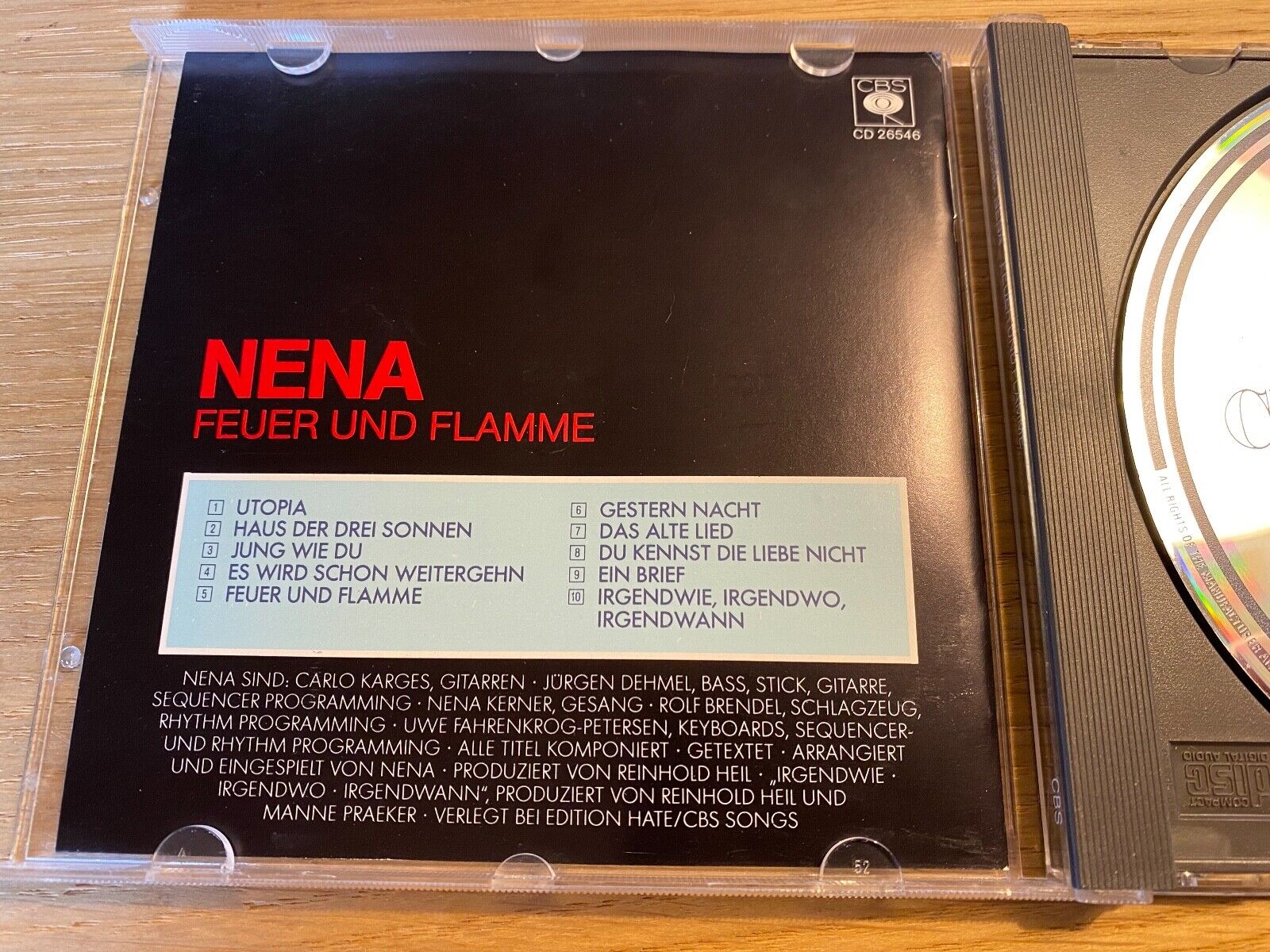 NENA "FEUER UND FLAMME" FRANCE CD ALBUM 10 TRACKS 1985 CBS SCHALLPLATTEN GMBH