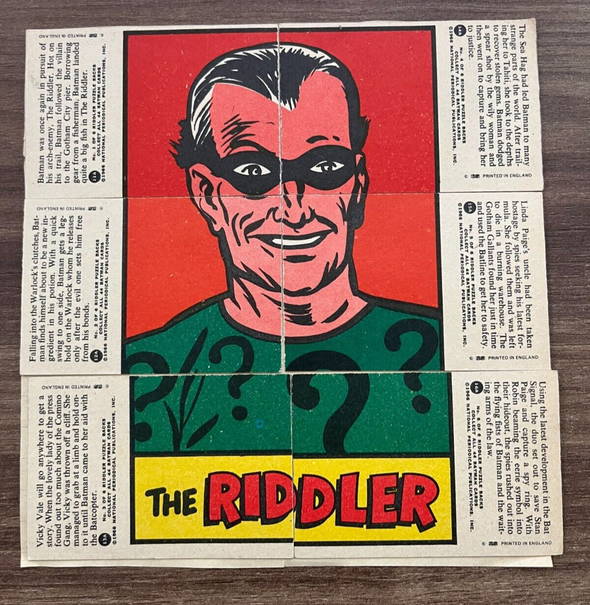 1966 Batman Trading Cards - The Riddler Set of 6 National Periodical Publication