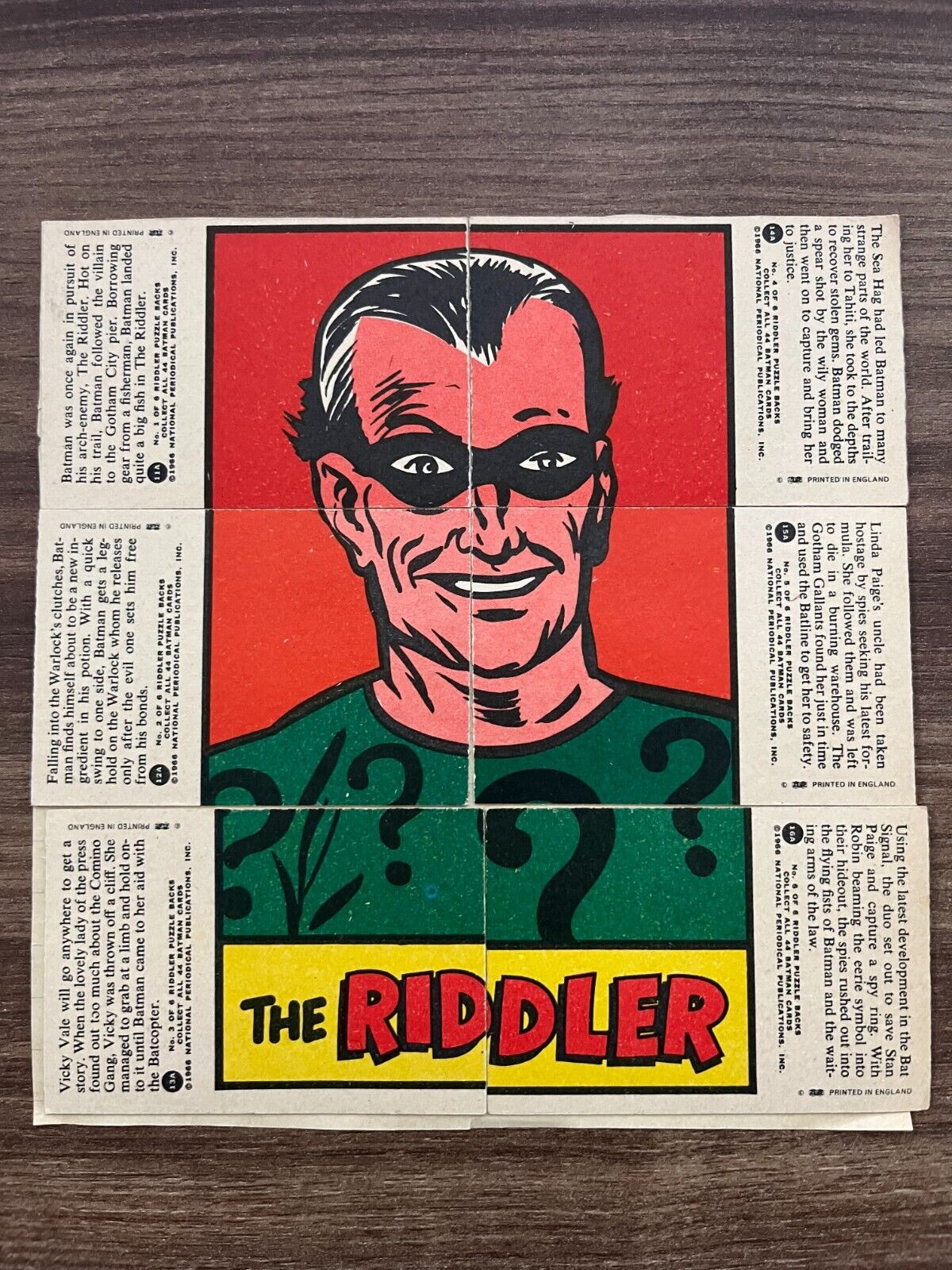 1966 Batman Trading Cards - The Riddler Set of 6 National Periodical Publication