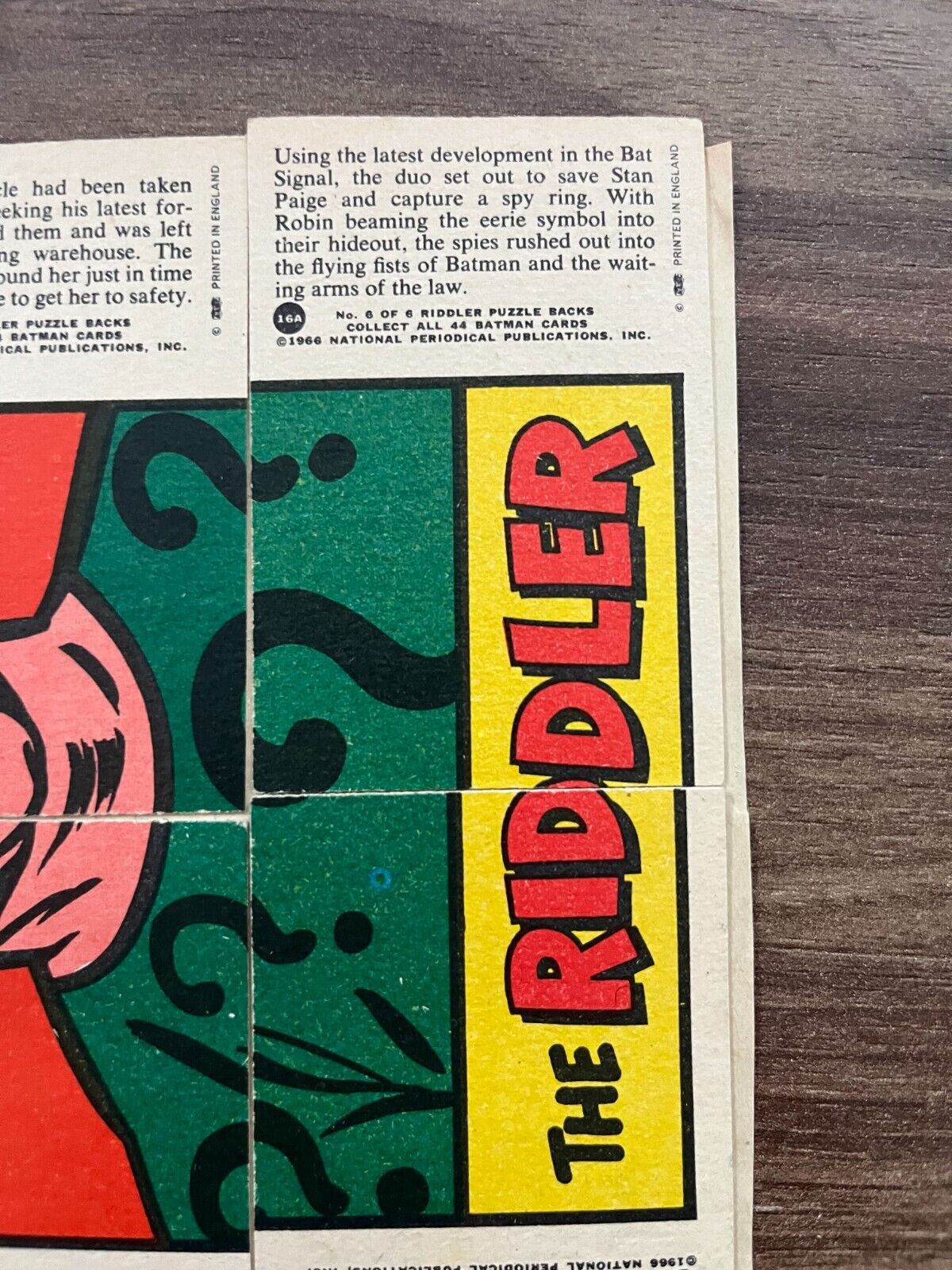 1966 Batman Trading Cards - The Riddler Set of 6 National Periodical Publication