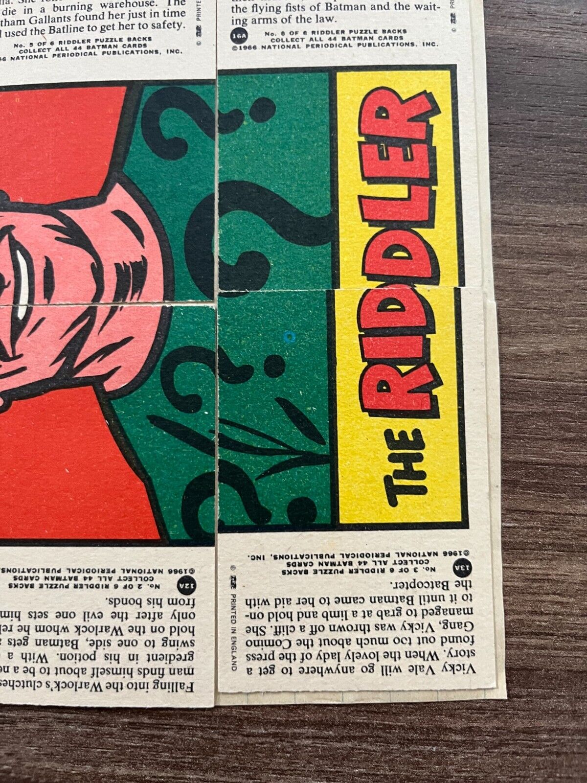 1966 Batman Trading Cards - The Riddler Set of 6 National Periodical Publication