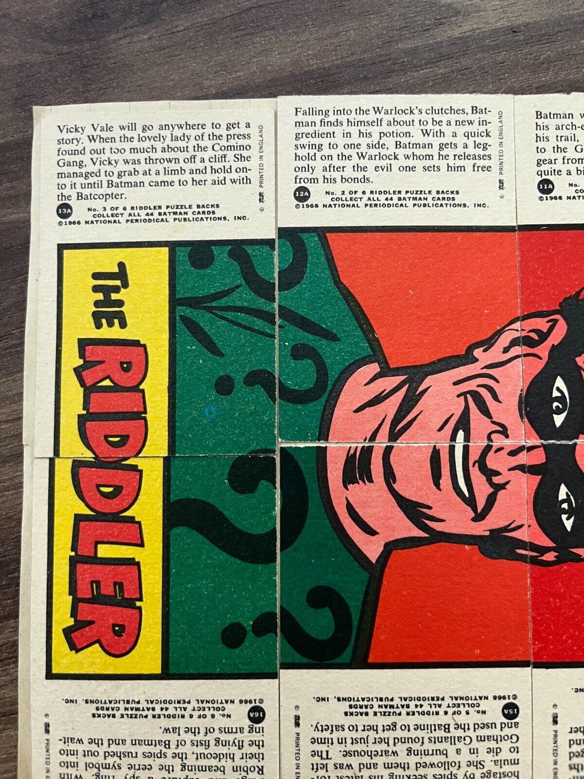 1966 Batman Trading Cards - The Riddler Set of 6 National Periodical Publication