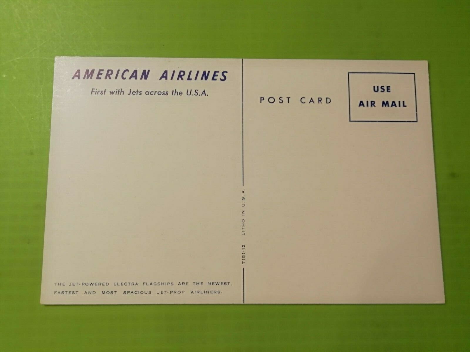 Aviation PostcardAmerican Airlies Jet-powered ElectraUnused postcard