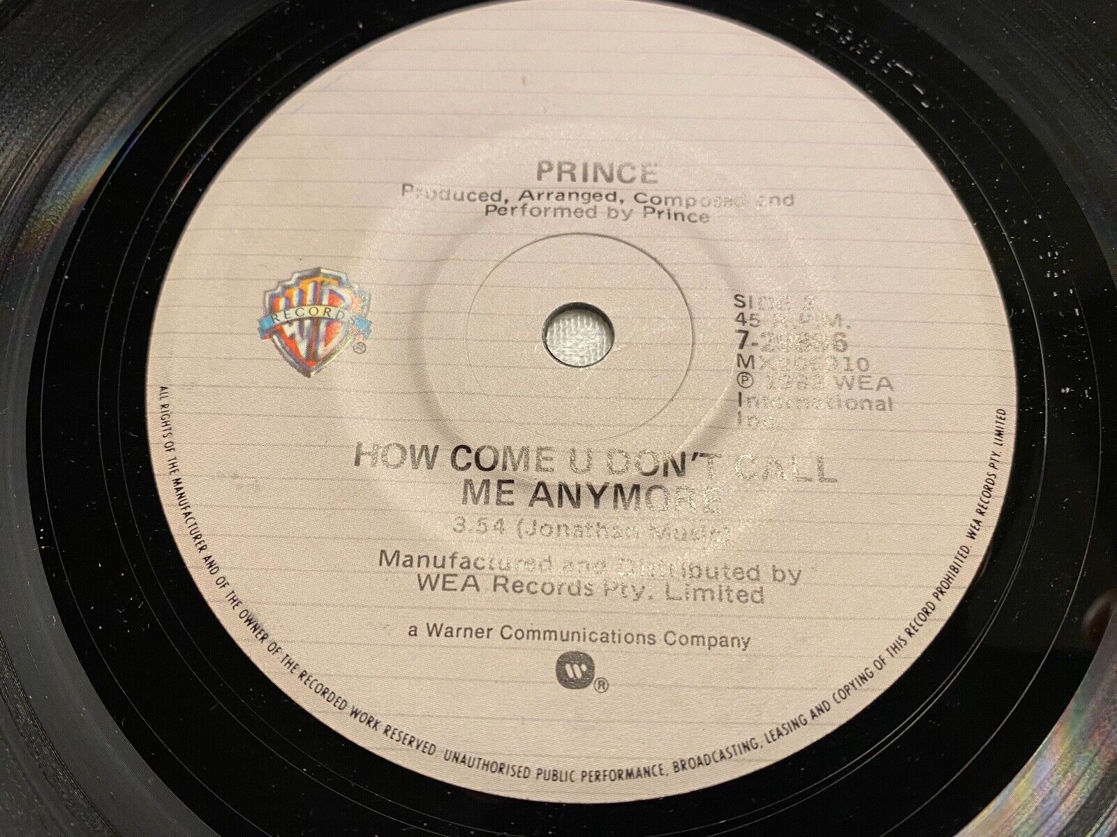 PRINCE "1999/HOW COME U DON´T CALL ME ANYMORE "1982 WEA RECORDS AUTRALIAN PRESS*