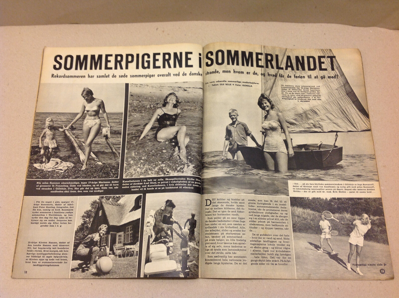 SUMMER IN DENMARK MODELS ON A HORSE IN WATER COVER VINTAGE Danish Magazine 1959