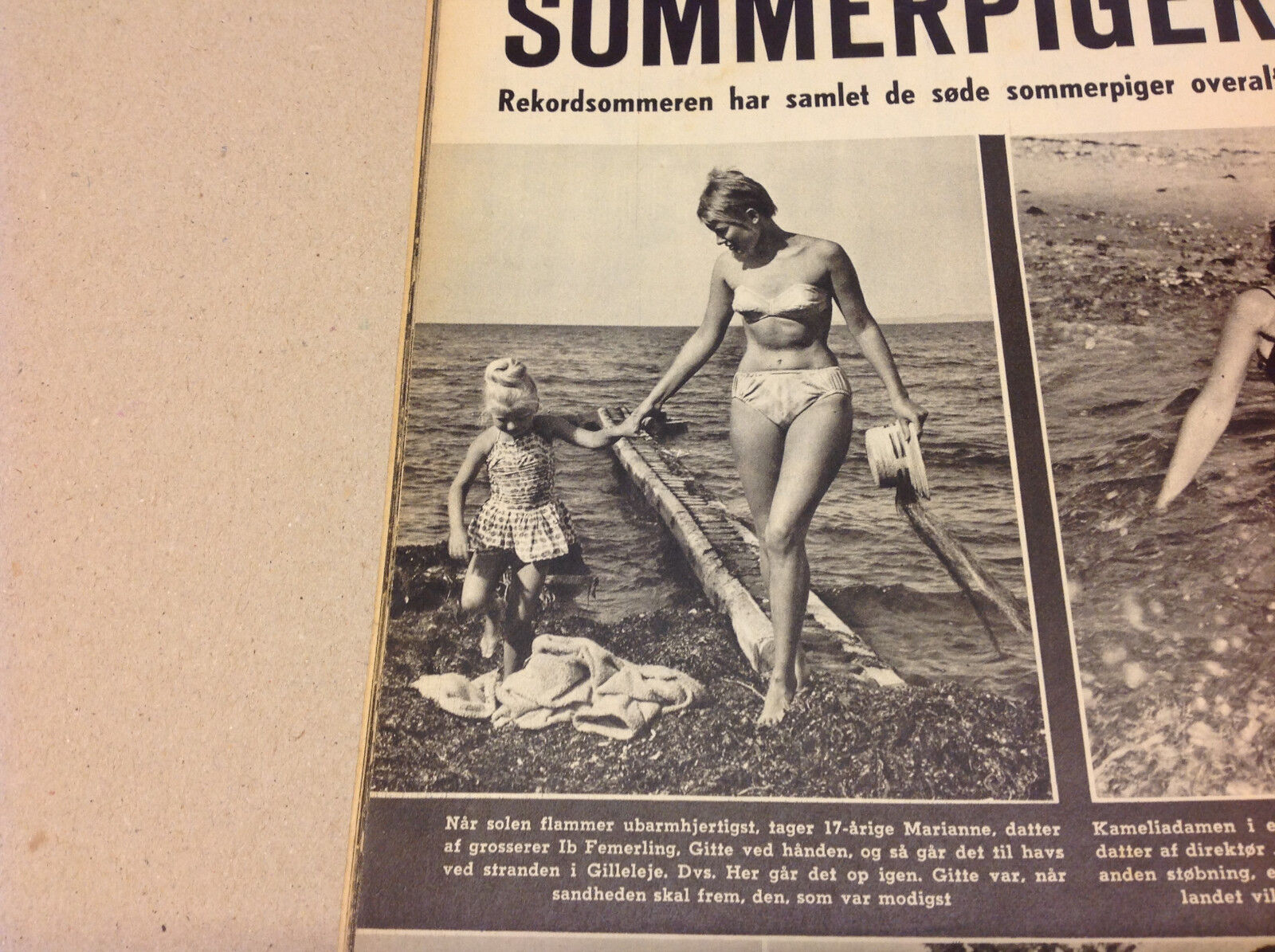 SUMMER IN DENMARK MODELS ON A HORSE IN WATER COVER VINTAGE Danish Magazine 1959