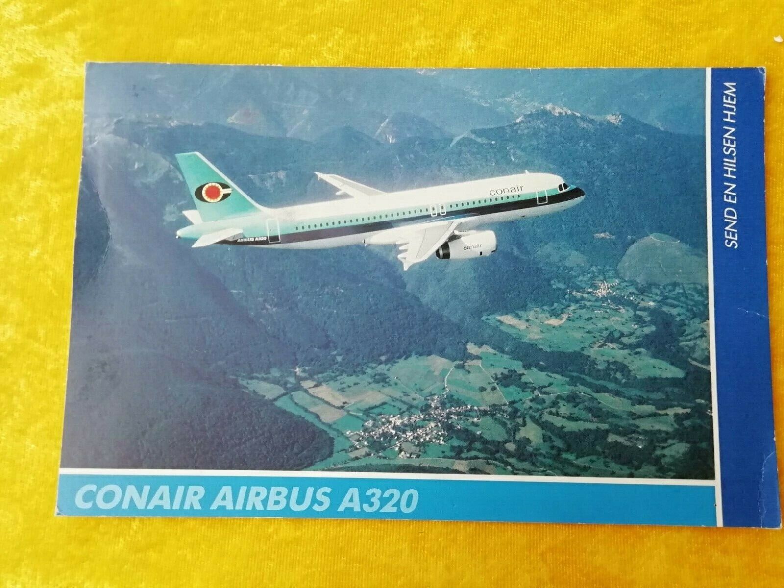 Aviation postcardDenmarkConair Airbus A320 1993