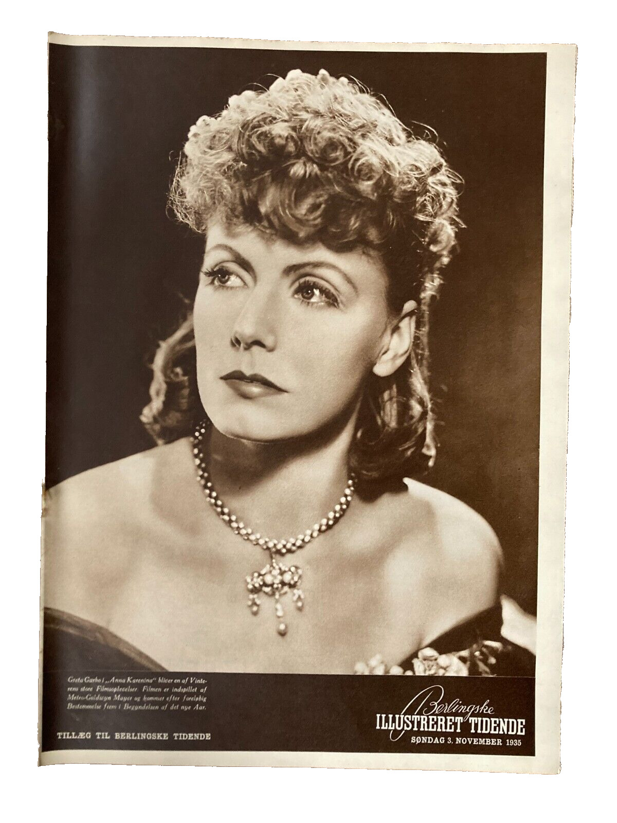 Greta Garbo Front Cover Complete Original Danish Magazine 1935 "Berlingske IT"