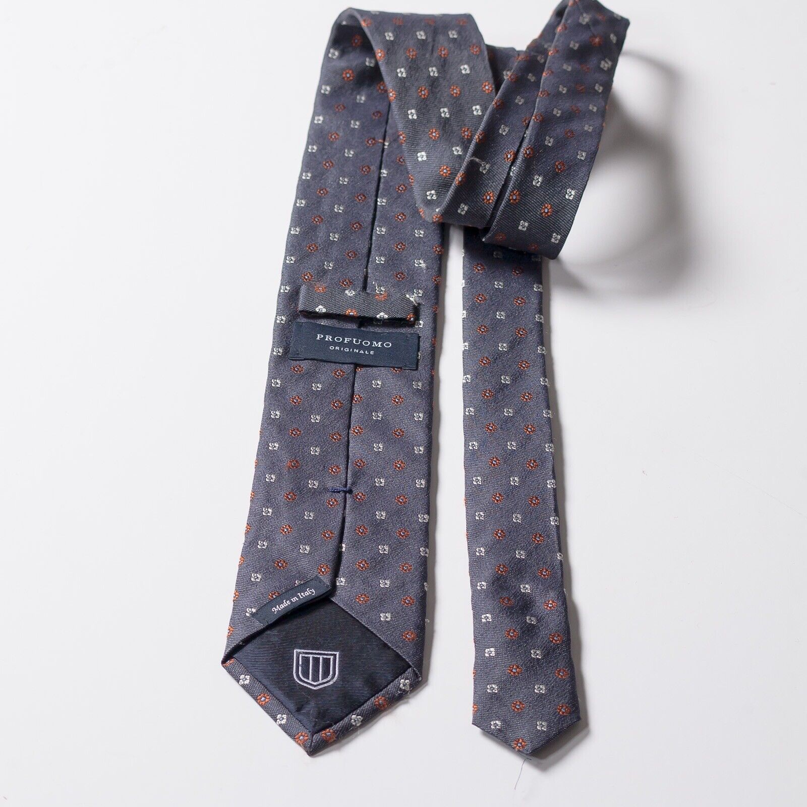 PROFUOMO Dusty Blue Jacquard Silk Tie Italy Made