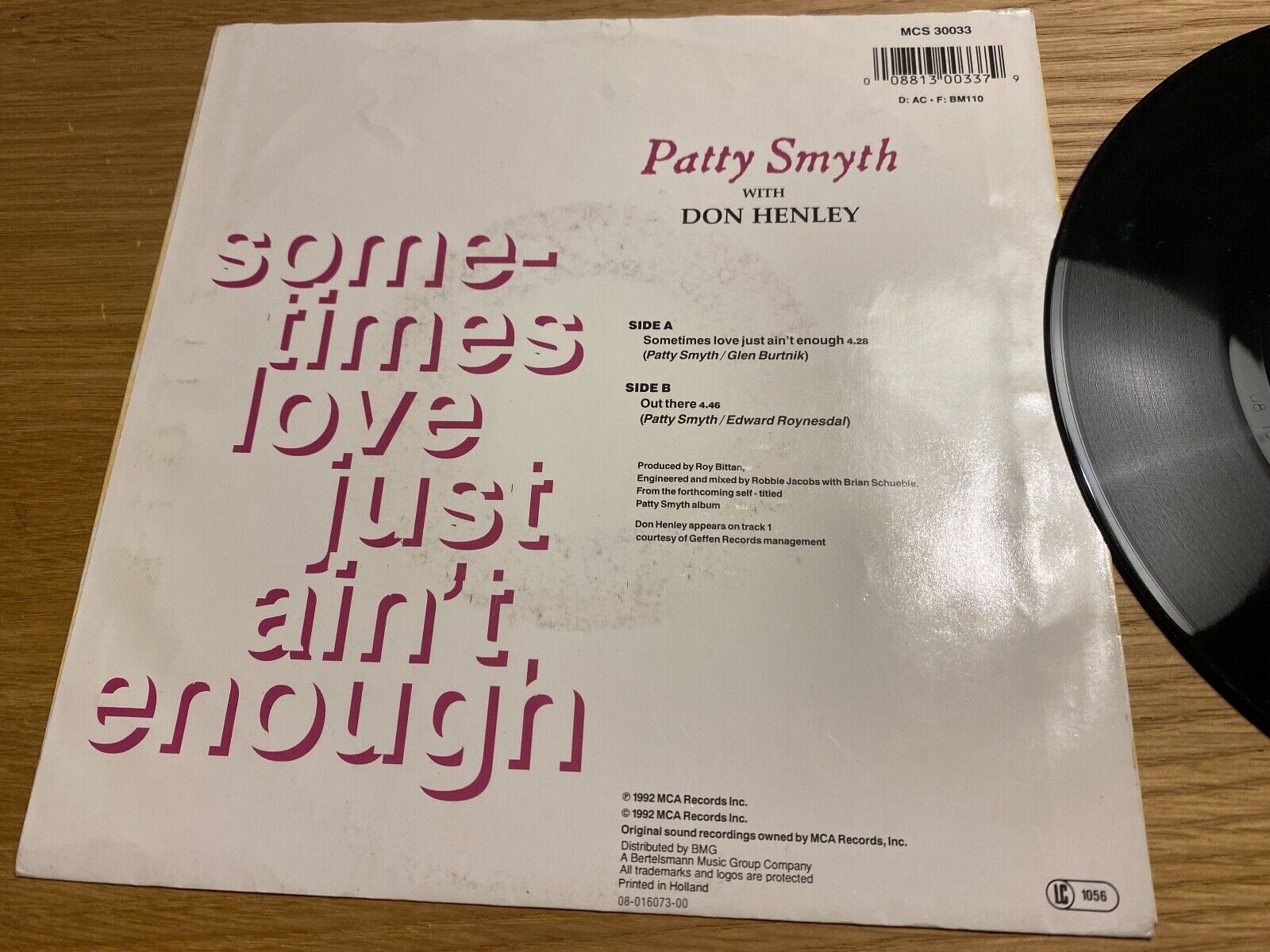 PATTY SMYTH  DON HENLEY "SOMETIMES LOVE JUST AIN´T ENOUGH" 1992 7" VINYL SINGLE