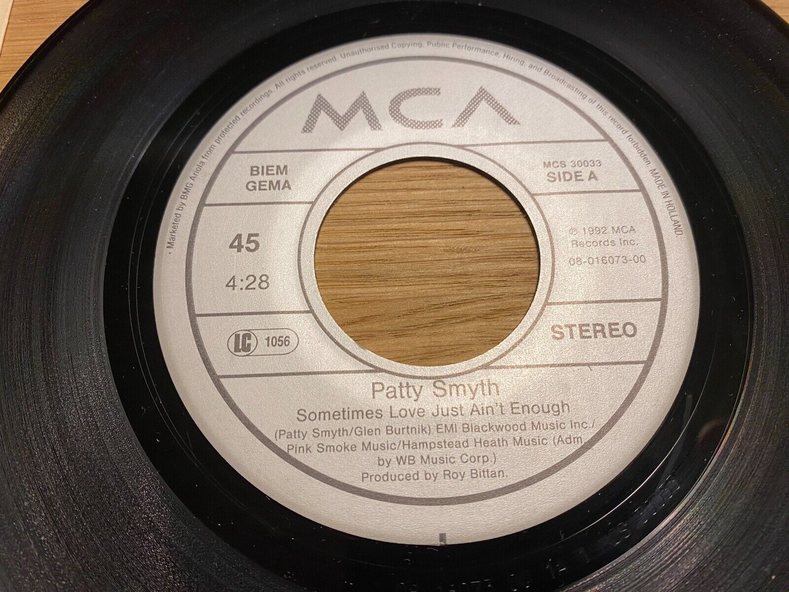 PATTY SMYTH  DON HENLEY "SOMETIMES LOVE JUST AIN´T ENOUGH" 1992 7" VINYL SINGLE