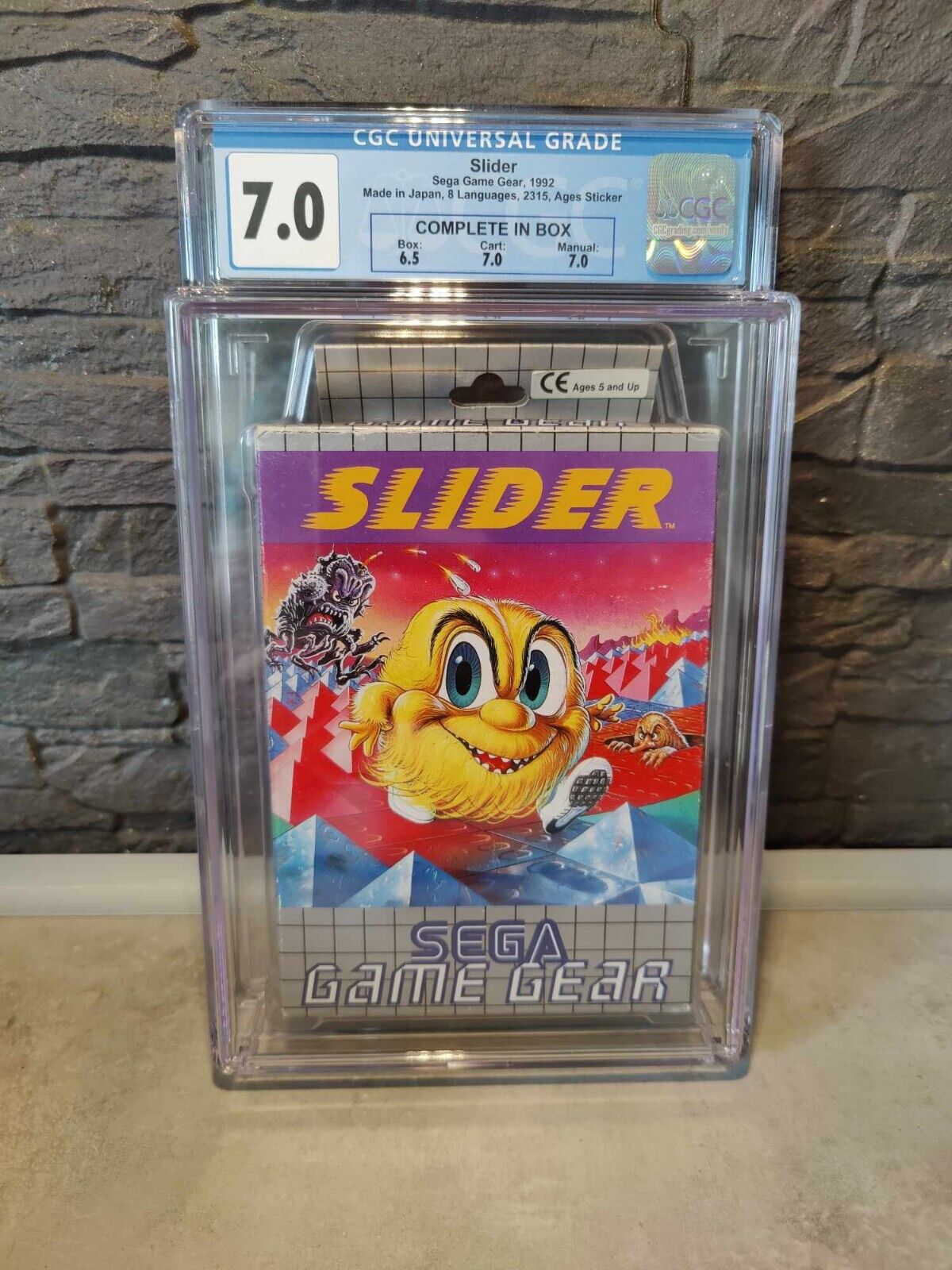 Slider (Sega Game Gear 1991) CGC graded 70  - not WATA vga GRADED SEALED