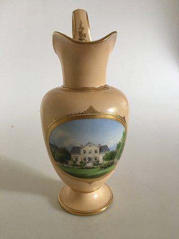 Royal Copenhagen Early Pitcher with lid and motif of Estate Manor