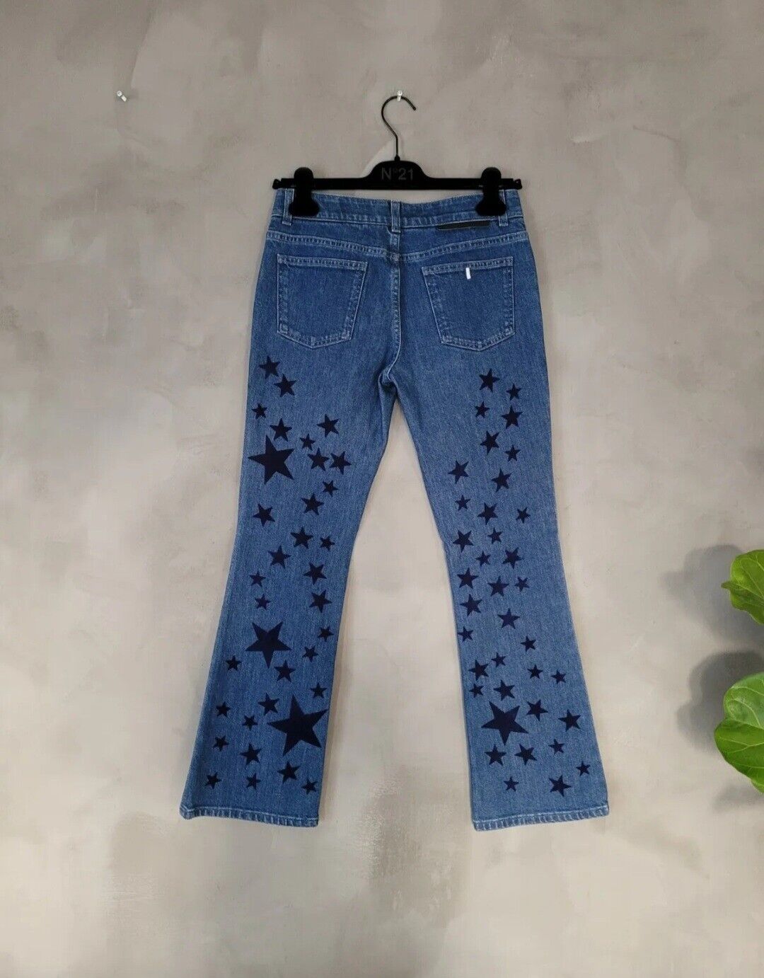 **Stella McCartney** Velvet Star Embellished Wide-Leg Bootcut Denim Jeans Sz 26