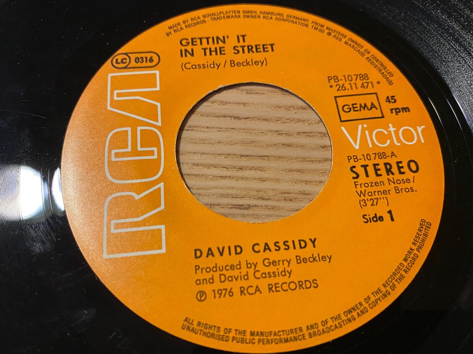 DAVID CASSIDY "GETTIN´ IT IN THE STREET" 1976 GERMAN PRESS SINGLE RCA VICTOR 7"*