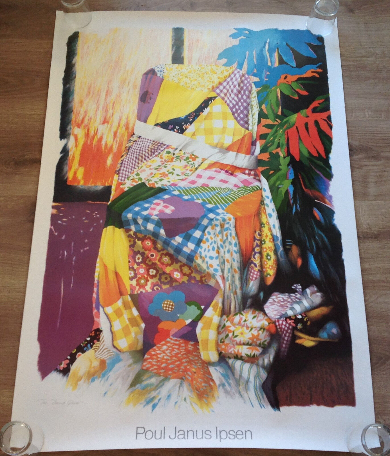 POUL JANUS IPSEN THE BOUND QUILT PRINT FROM 1982 UNFRAMED VINTAGE 32 X 47 POSTER