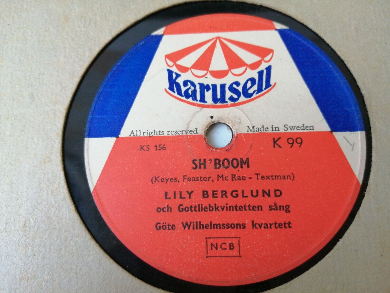 78 RPM  shellacLILY BERGLUNDSh'boom /Skokiann  Karusell K 99