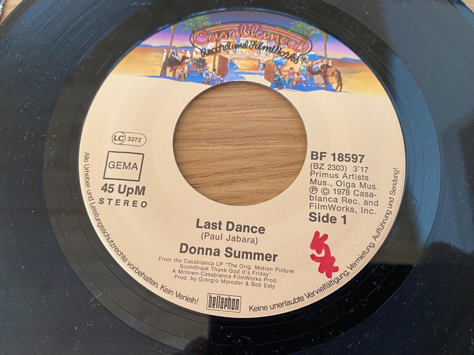 DONNA SUMMER "LAST DANCE/WITH YOUR LOVE" 1978 WEST GERMAN CASABLANCA BELLAPHON 7