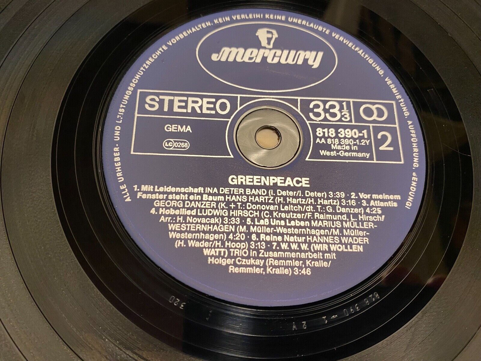 GREENPEACE MERCURY RECORDS 15 TRACK VINYL LP GERMAN PRESS TRIO WITH BOOKLET NEW*