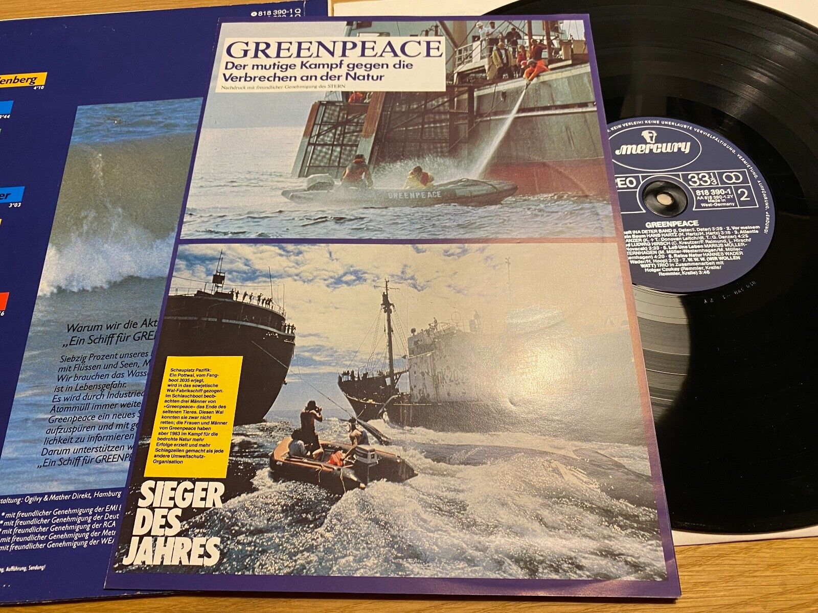 GREENPEACE MERCURY RECORDS 15 TRACK VINYL LP GERMAN PRESS TRIO WITH BOOKLET NEW*