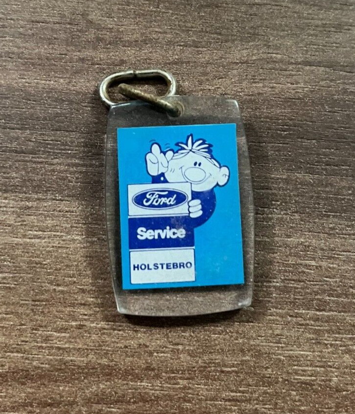 Vintage Ford Danish Plastic Keychain Car Dealership - Classic 1980s Retro Design