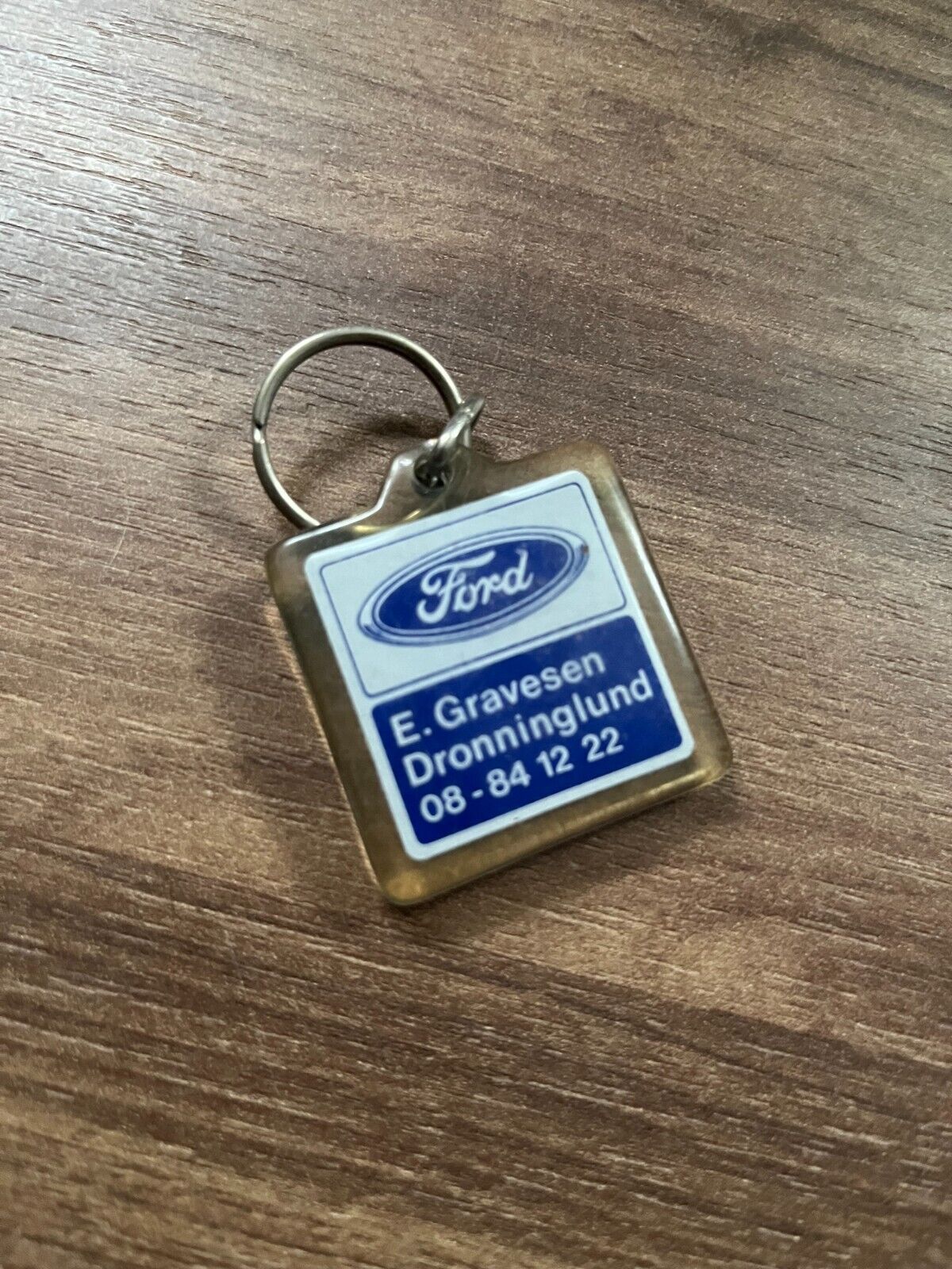 Vintage Ford Danish Plastic Keychain Car Dealership - Classic 1980s Retro Design