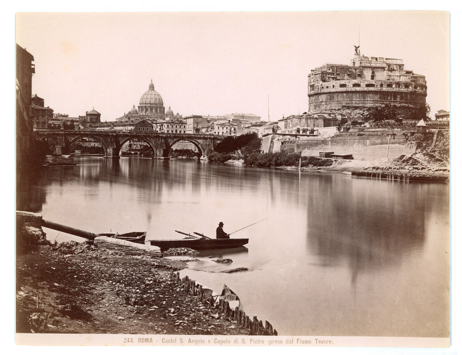 Vintage albumen print 1870-1880 / Italy /244 ROME – Castel S Angelo/ 20x25 cm