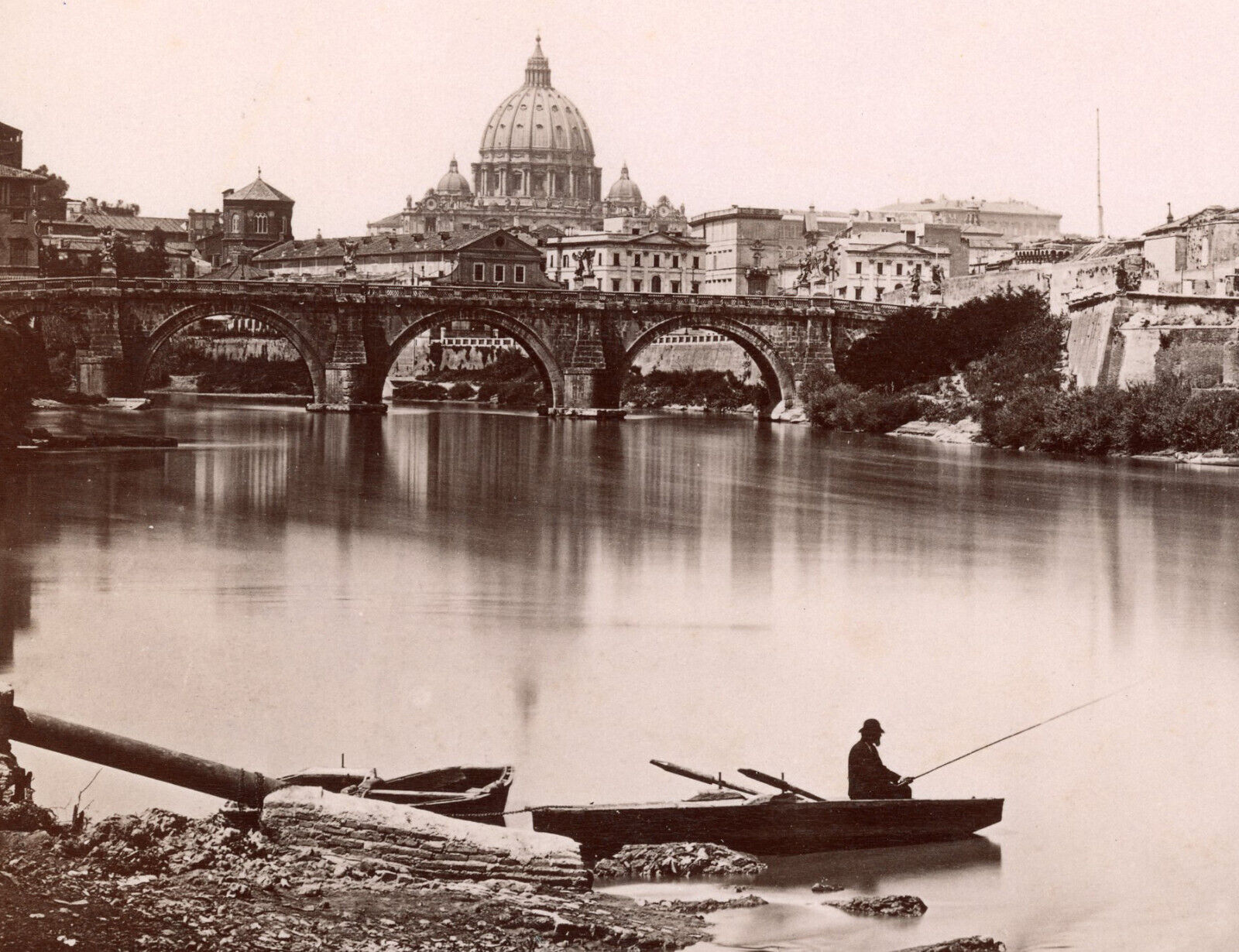 Vintage albumen print 1870-1880 / Italy /244 ROME – Castel S Angelo/ 20x25 cm